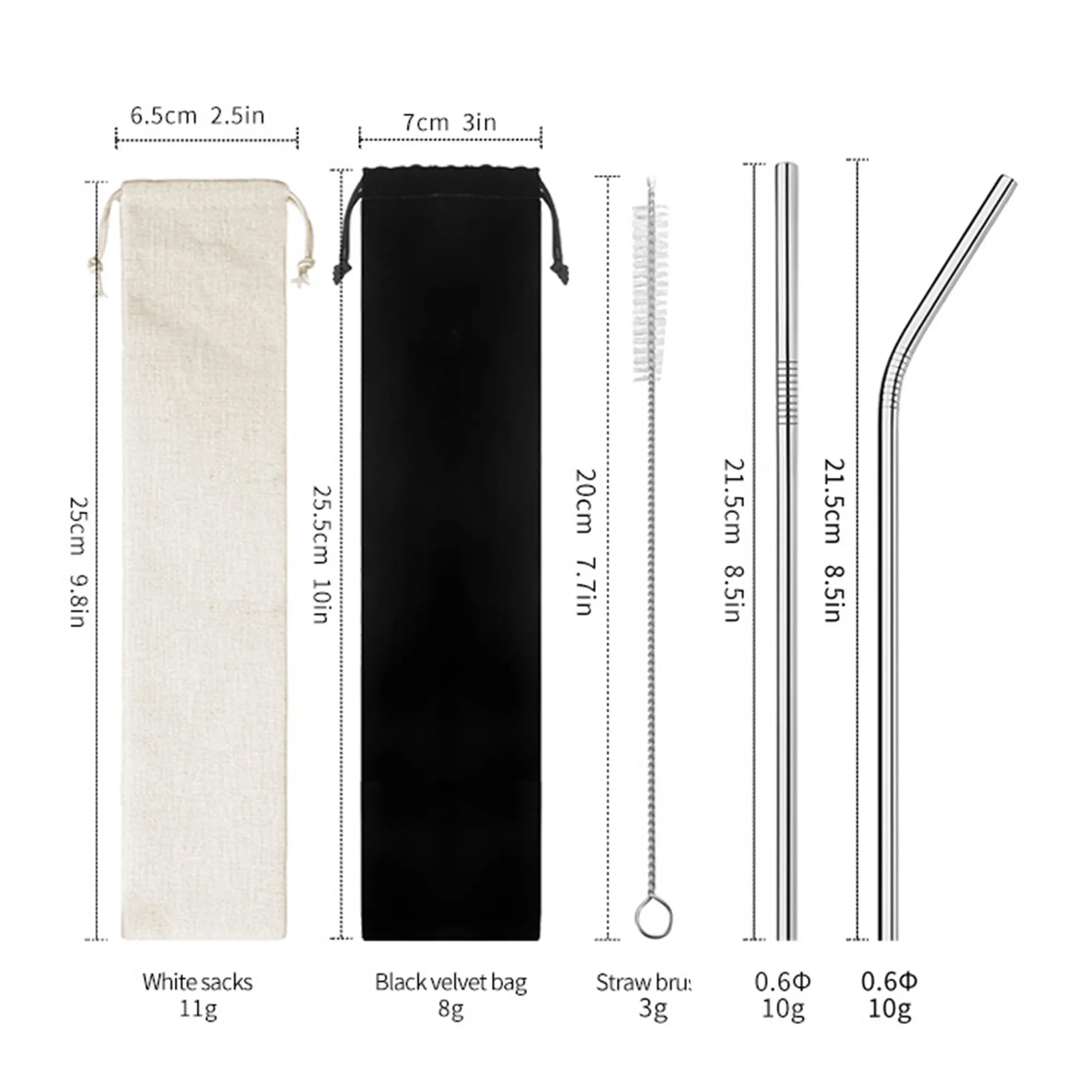 3 In 1 Reusable Stainless Steel Straw Set 14