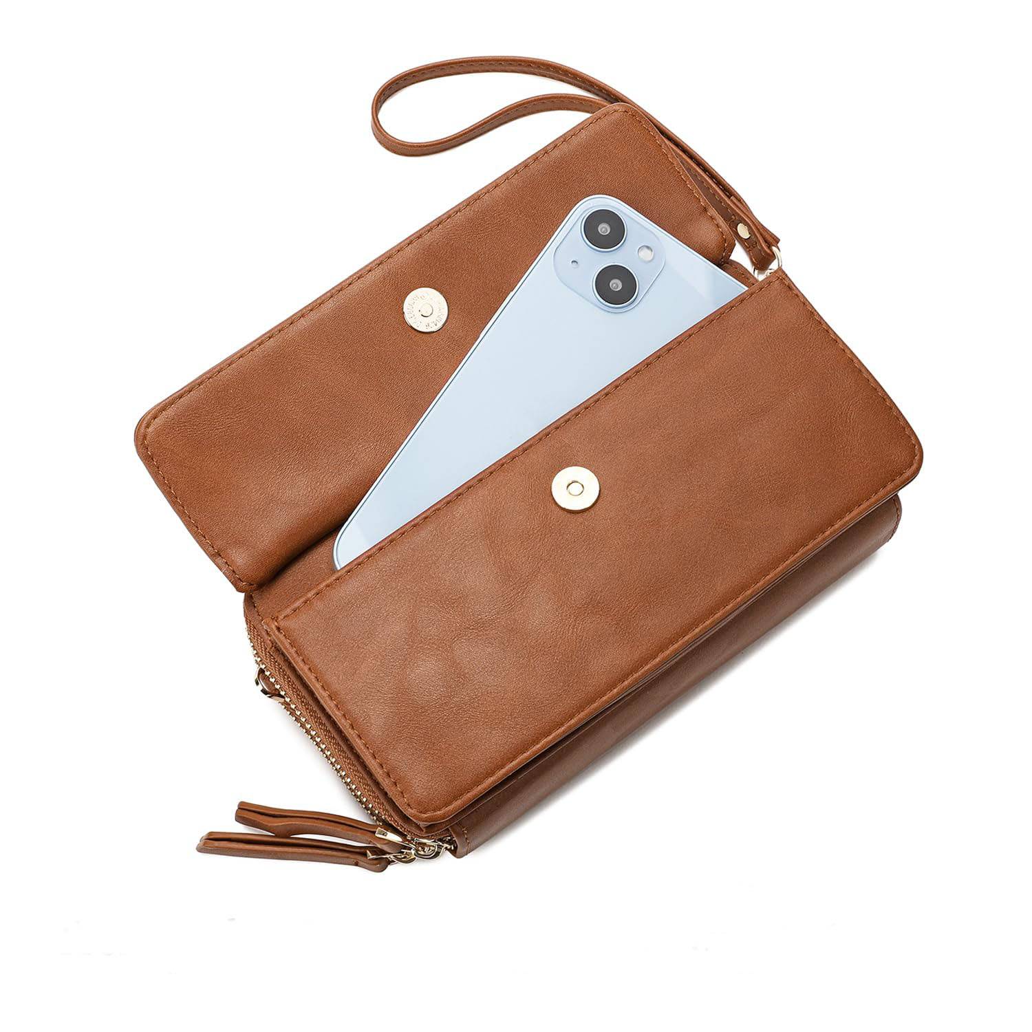 Women Portable RFID PU Leather Crossbody Wallet 8