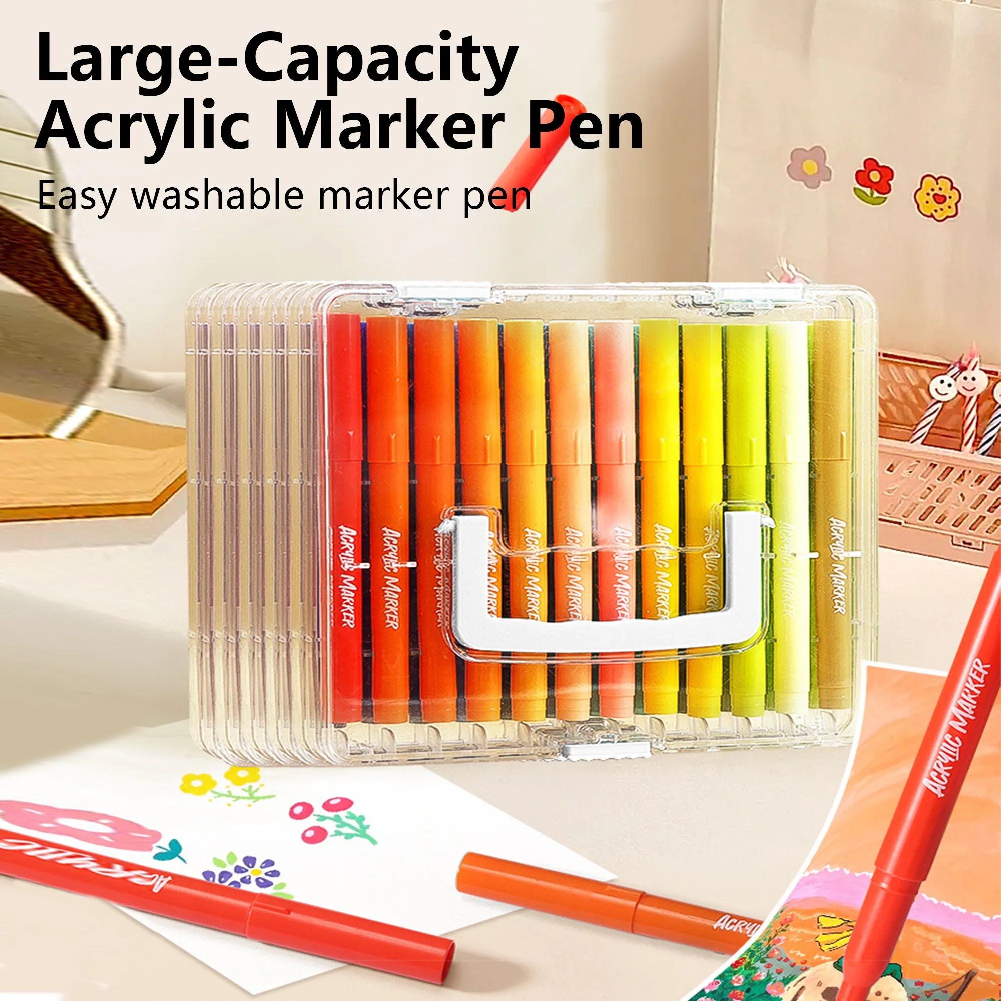 12 Color Washable Acrylic Markers Set Free Shipping 11