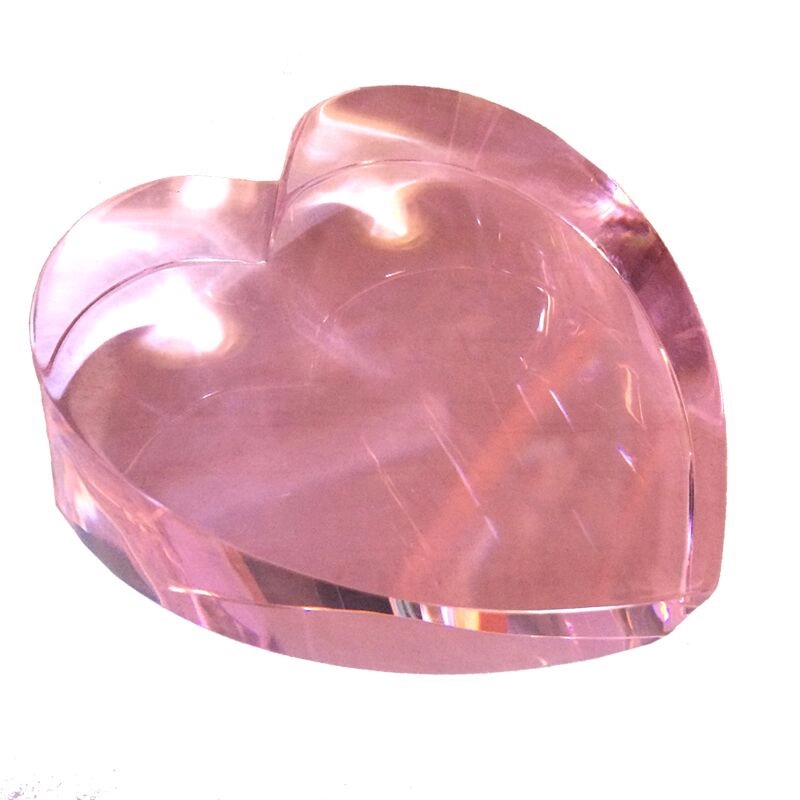 3 INCH OPTICAL CRYSTAL PINK HEART PAPERWEIGHT 1