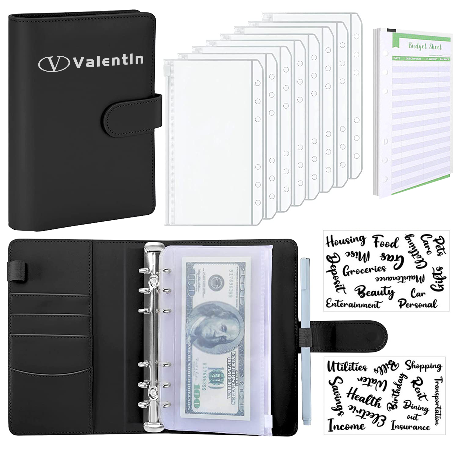 A6 Pu Leather Binder Budget Planner 2
