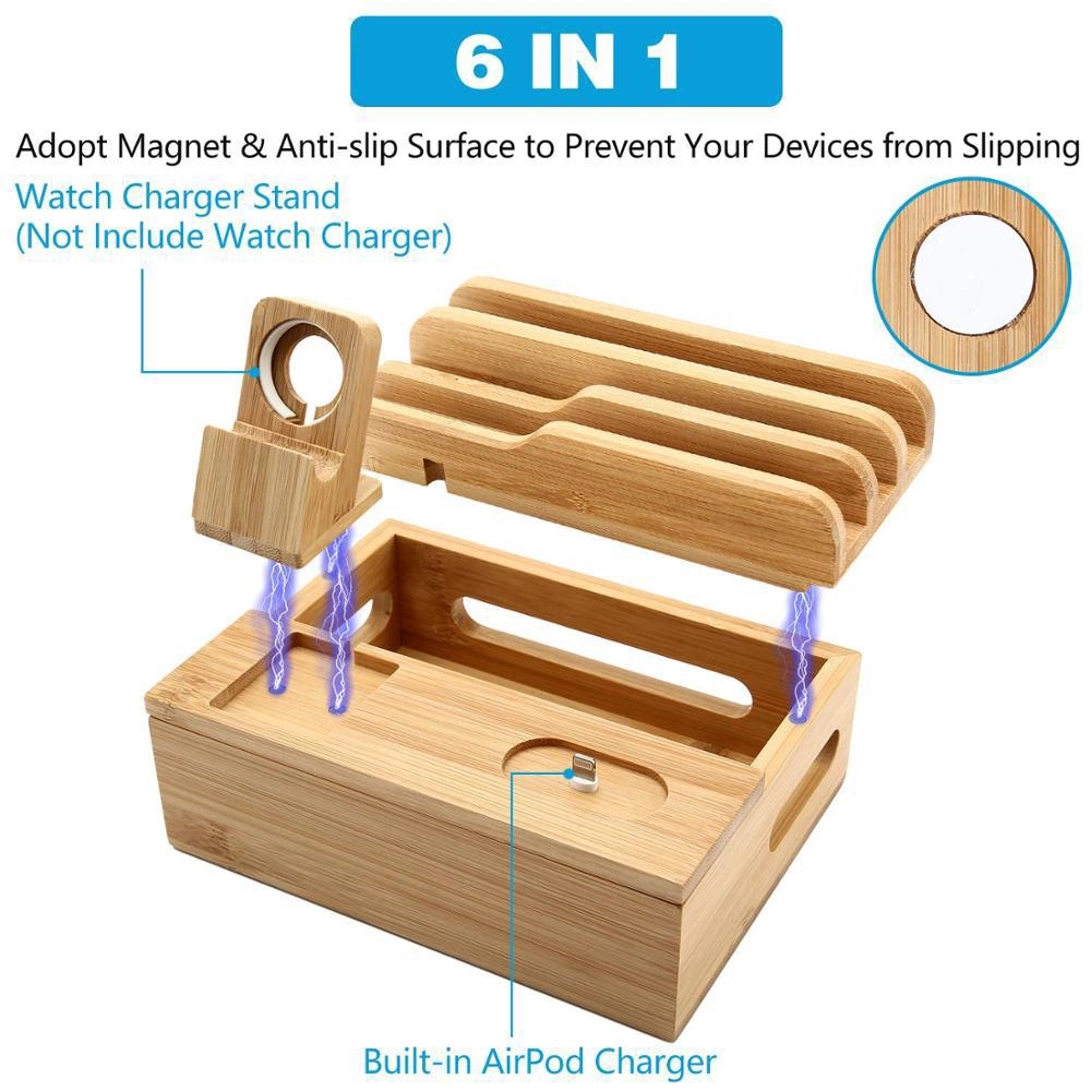 Bamboo Charging Station For Multi Device 4
