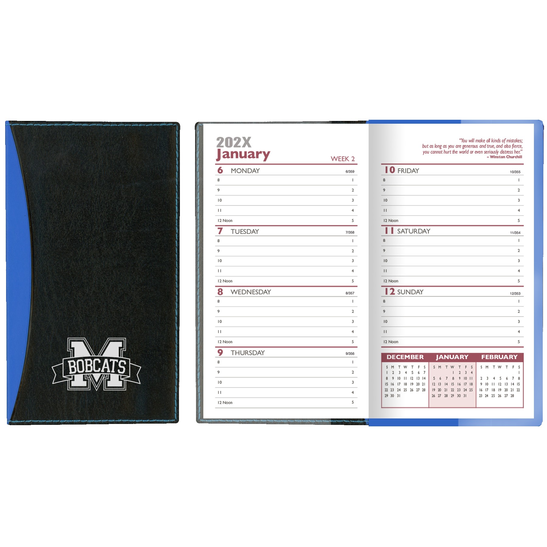 Soft Cover 2 Tone Vinyl Geneva Series Weekly Planner w/ Map / 2 Color 4