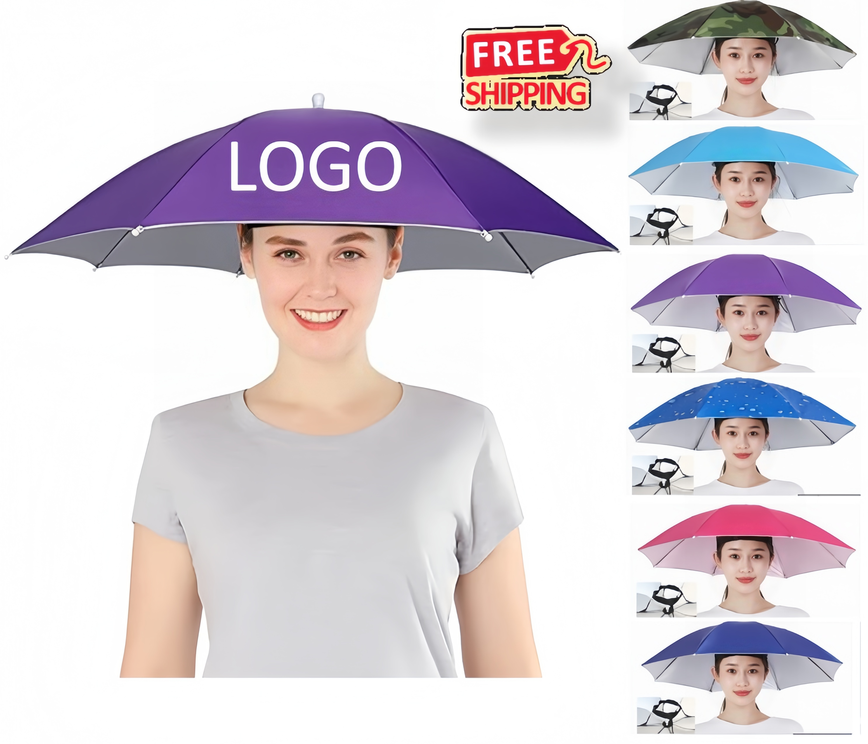 Lightweight Foldable Umbrella Hat for Travel Camping Hiking - UV Protection 2