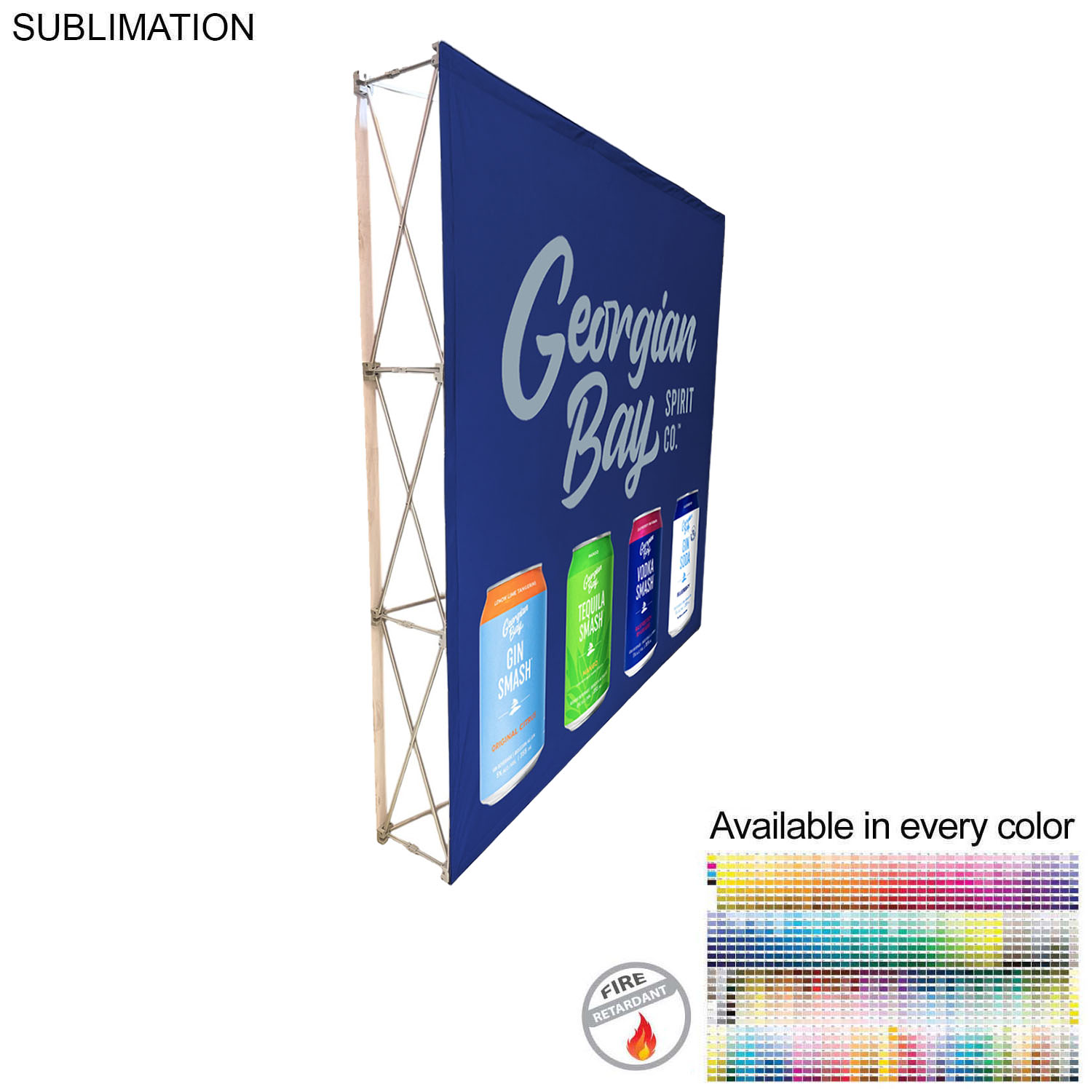 Tradeshow booth package Ultra, 7.5' Straight Fabric Wall Display and Premium 6' tablecloth open back 1