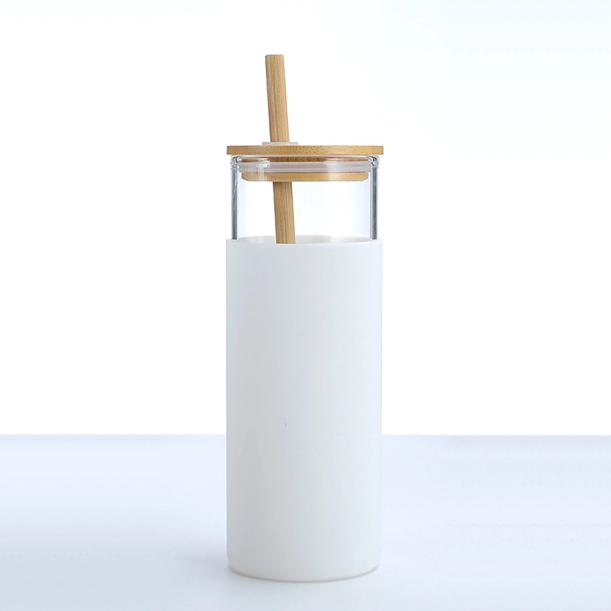 Glass Tumbler Straw Silicone Protective Sleeve Bamboo Lid 6