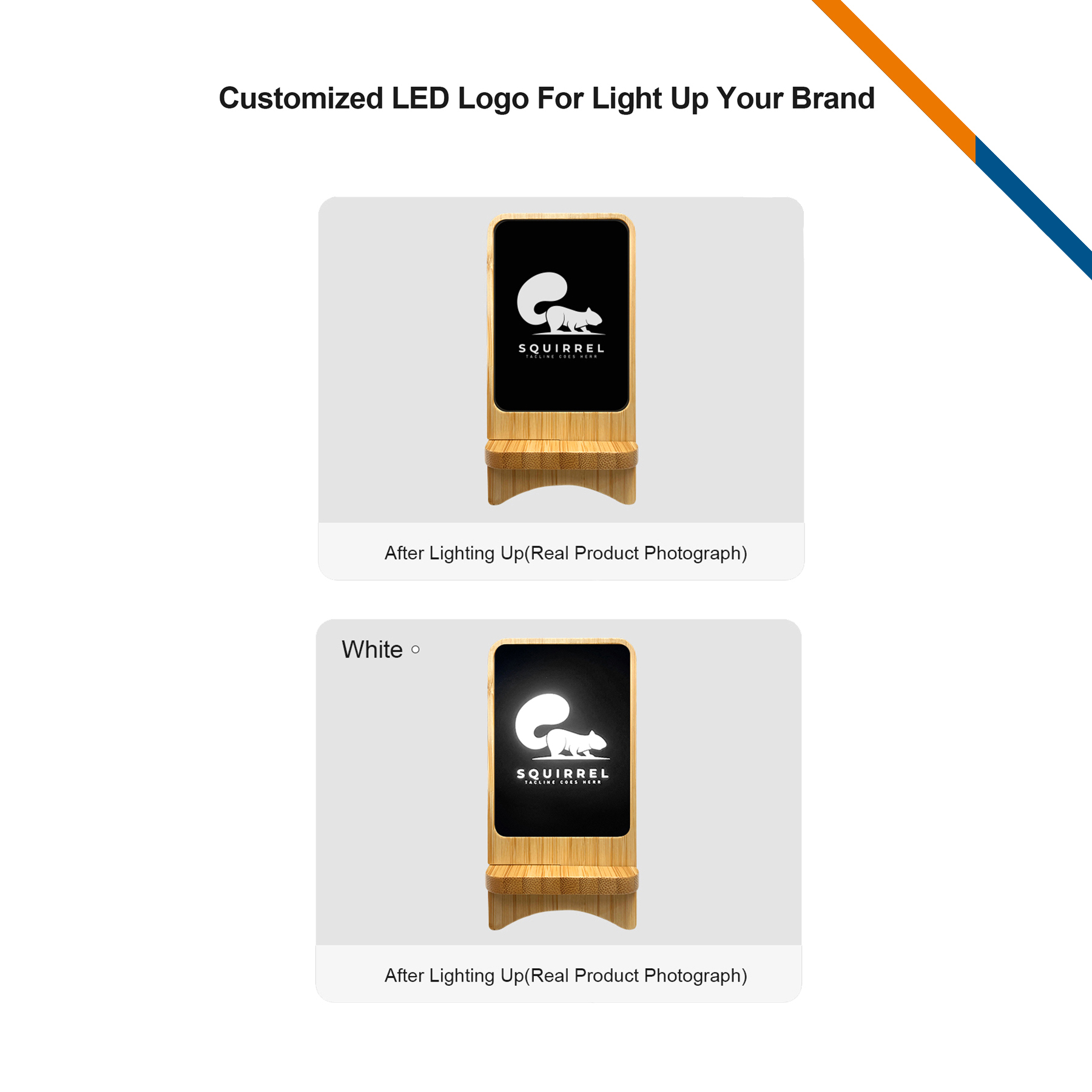 Lionel Light up Bamboo Wireless Quicker Charger Stand 2