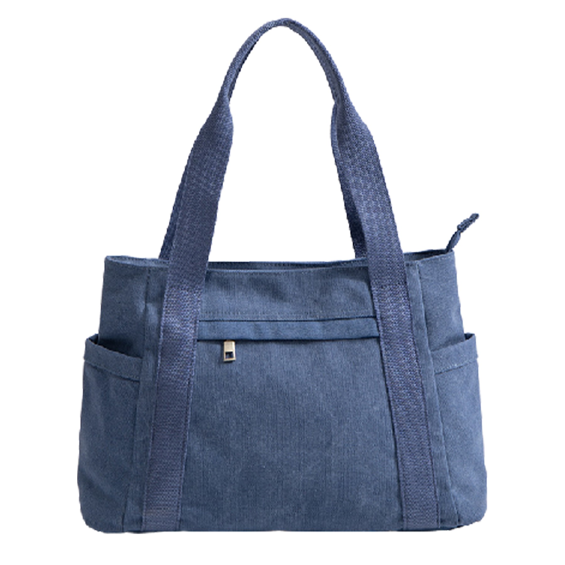Large Capacity Women Canvas Bag W/ Side Pockets, custom tote bag with logo imprint 3