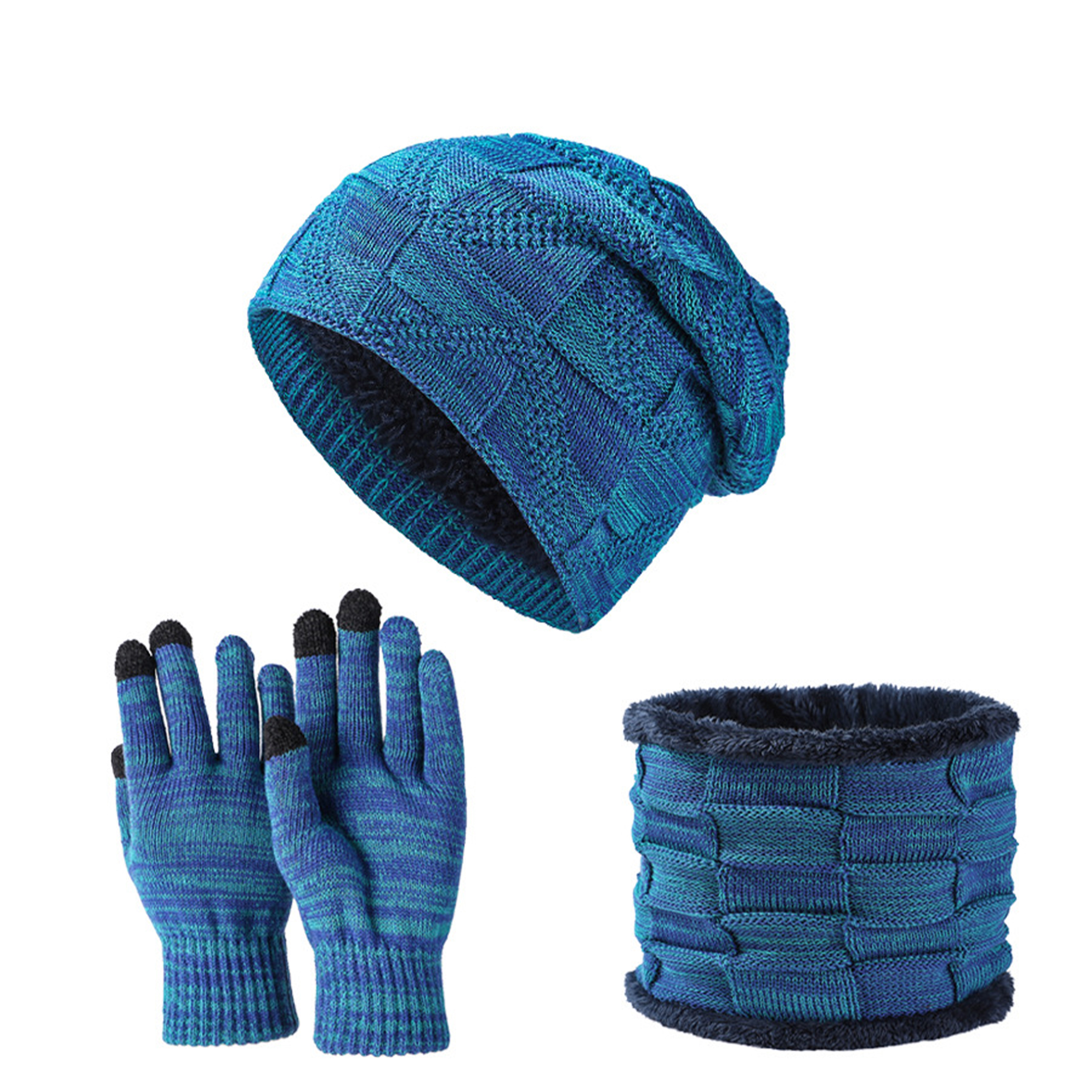 Winter Beanie Hat Scarf and Touch Screen Gloves Set 5