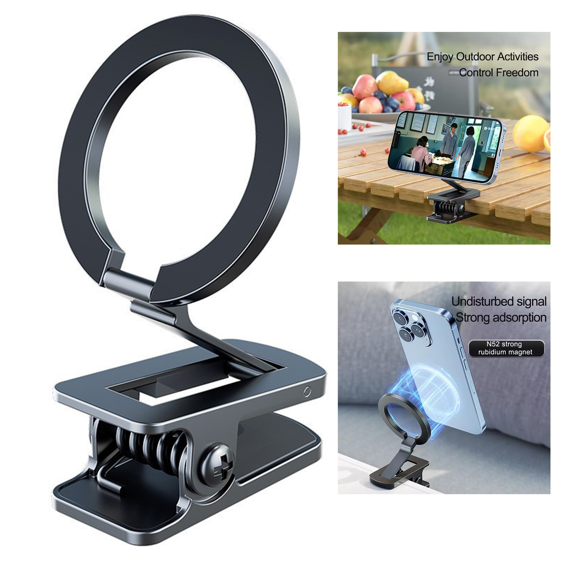 Universal Clip-On Magnetic Adjustable Multipurpose Phone Holder Mount