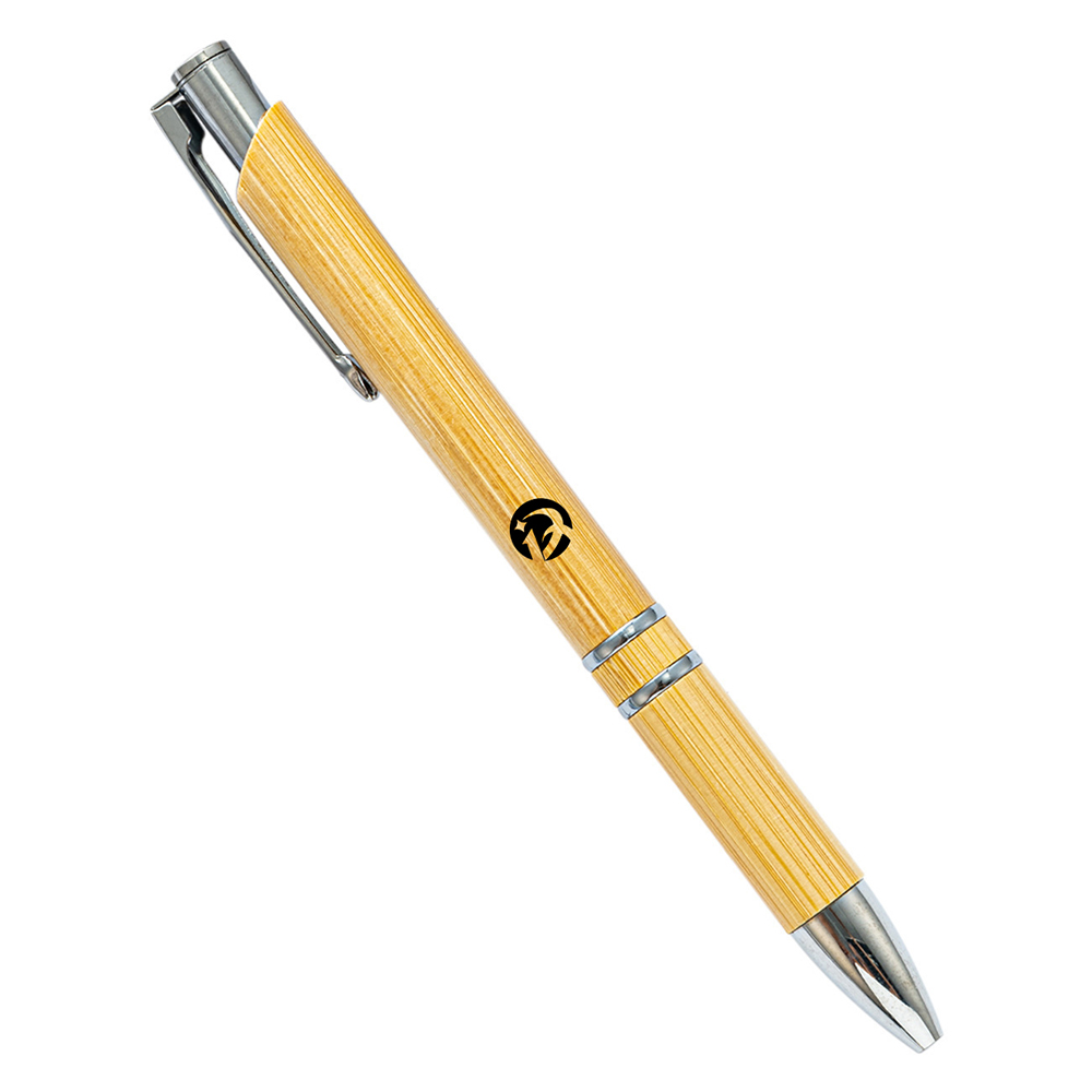 Eco Bamboo Ballpoint Pen with Metal Clip and Accents 2