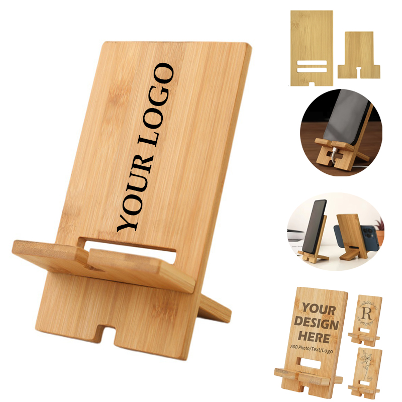 Desktop Wooden Mobile Phone Holder Natural Bamboo 2
