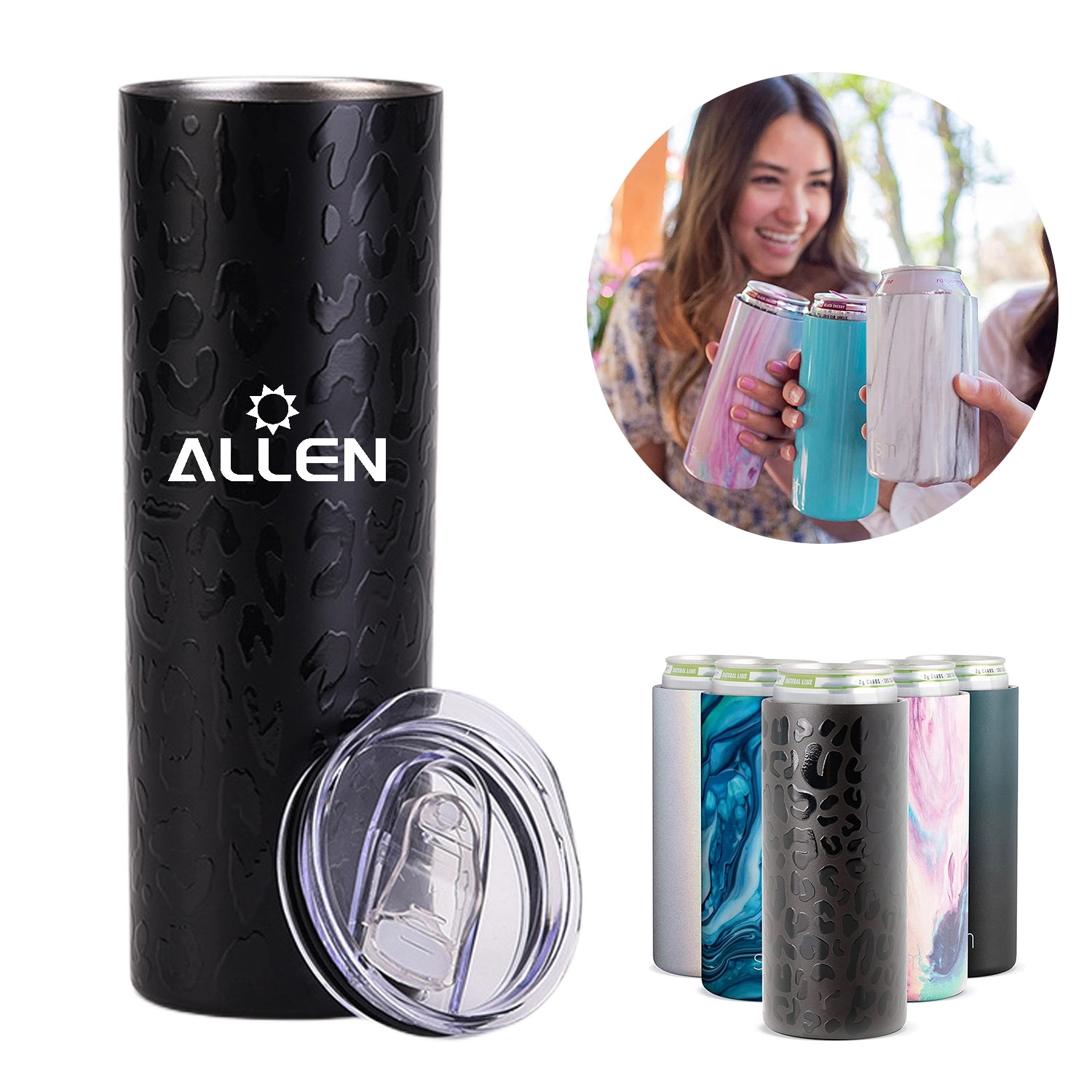 Insulated Bottle And Can Cooler, custom koozie with logo imprint 2