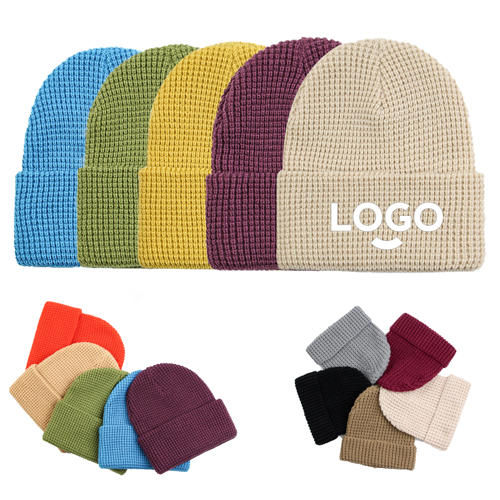 MOQ50 Solid Hat Waffle Knit & Versatile 8