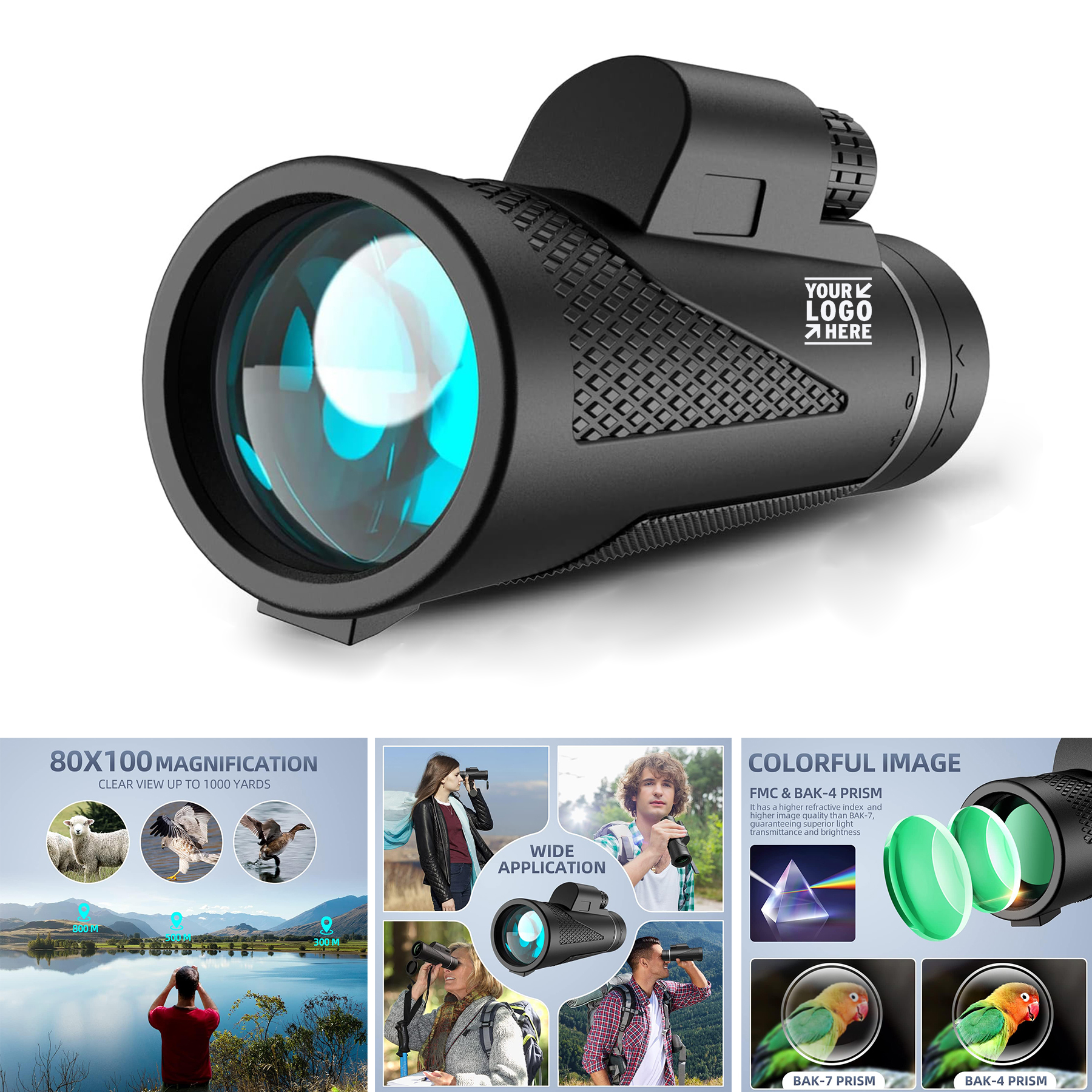Adults Smartphone Adapter High Powered 80x100 Small Night Vision Compact Monocular Telescope 2