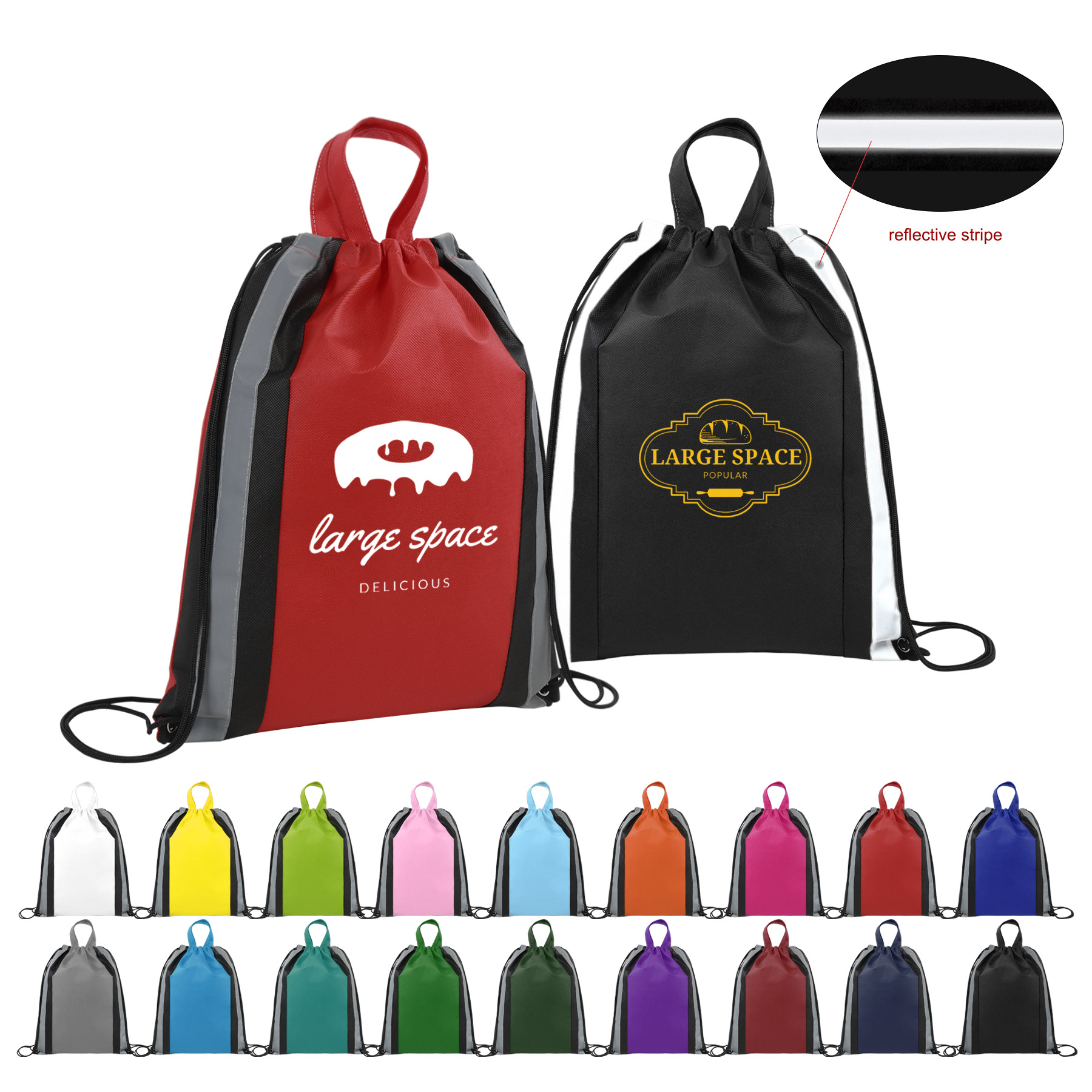 Small Reflective Non-Woven Drawstring Bag 8