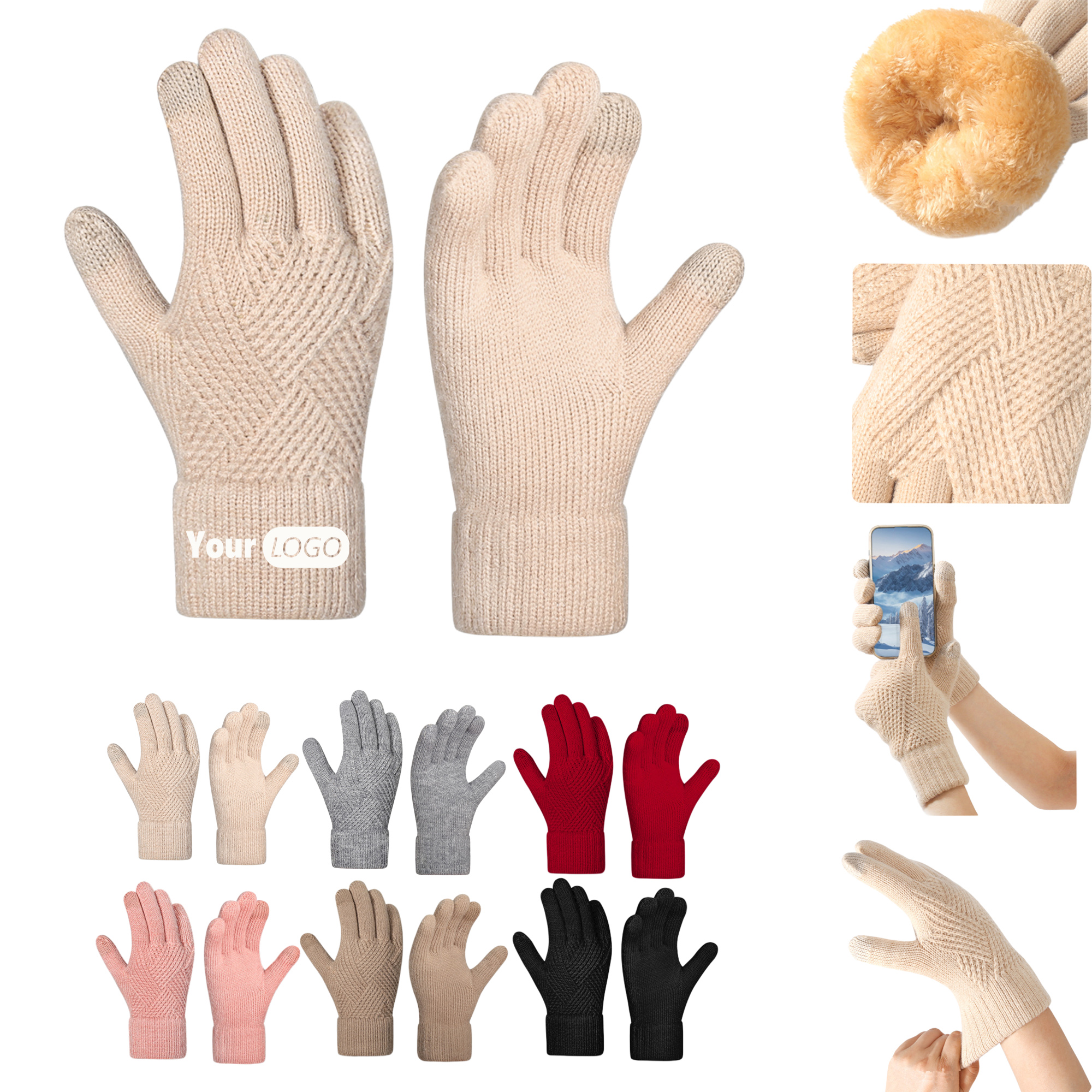 Touch Screen Plush Knitted Warm Gloves 2