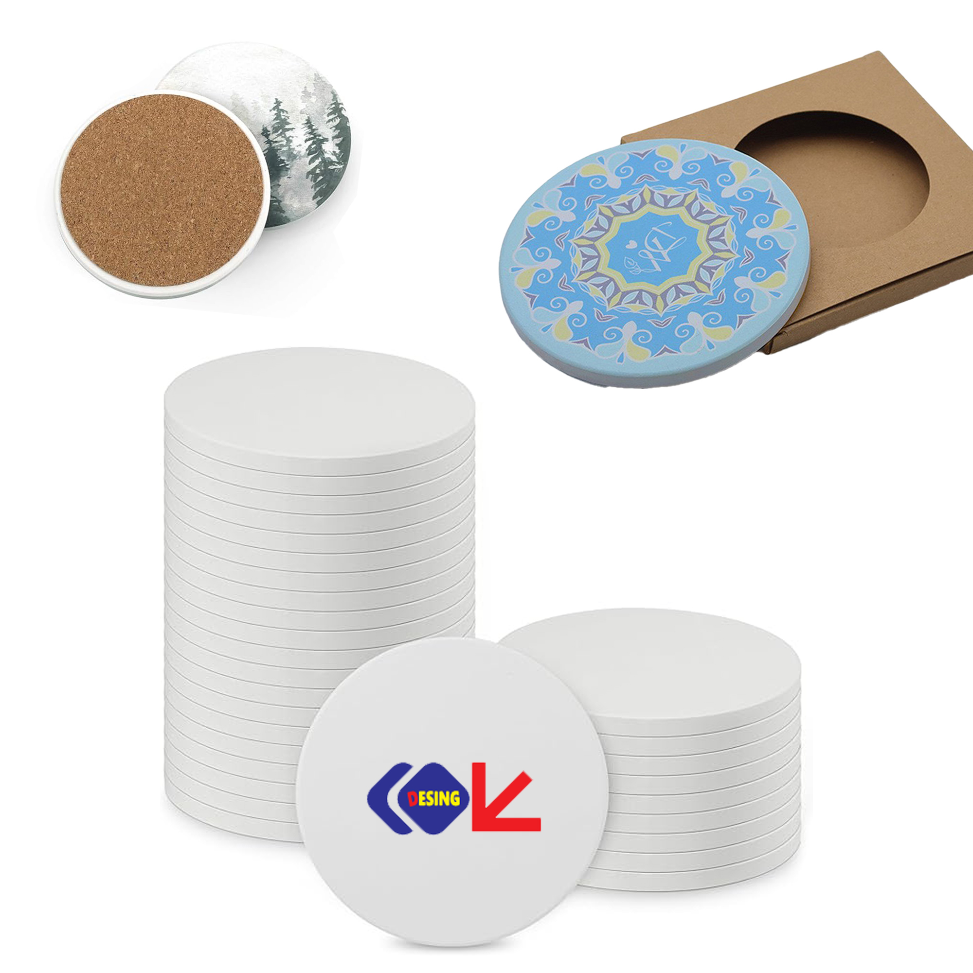 Full Color Custom Absorbent Ceramic Coasters 3