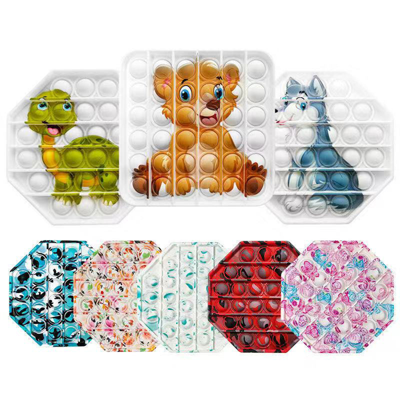 White Octagon Anti-Anxiety Bubble Fidget Toy w/UV Imprint 1