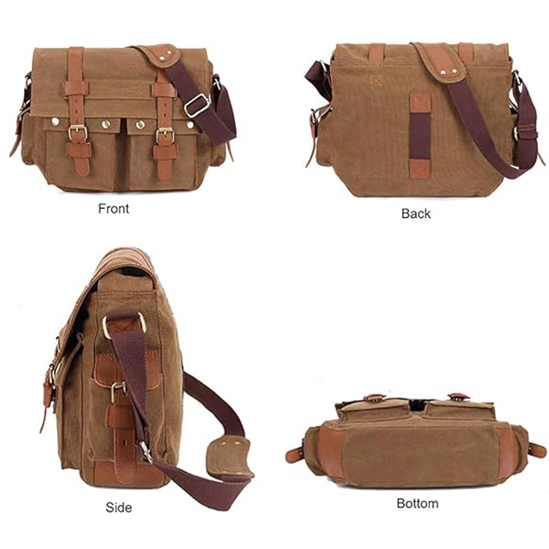 Men's Vintage Canvas Leather Messenger Bag 2