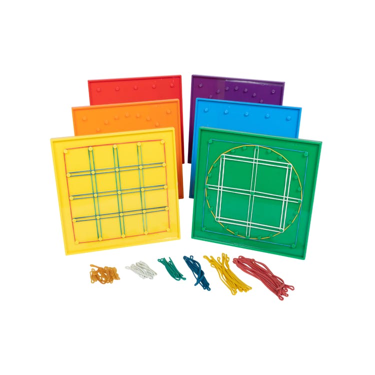 Double-Sided Geoboard Set - 6 Pack 120 Rubber Bands 2