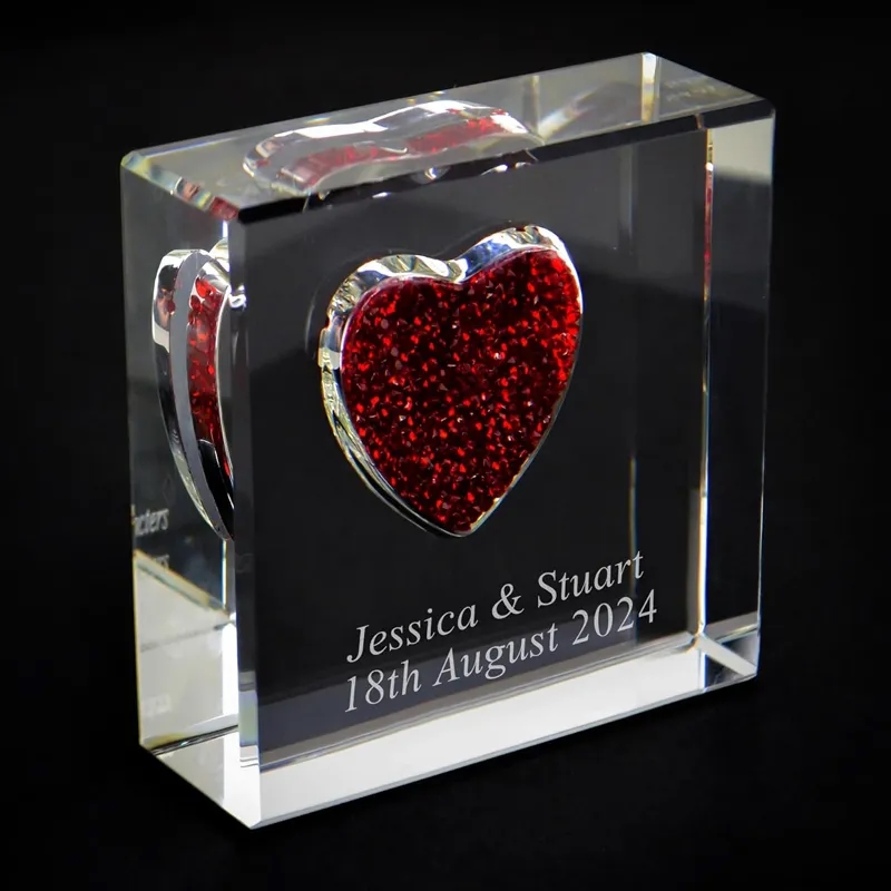 Personalised Red Crystal Heart Glass Keepsake 8