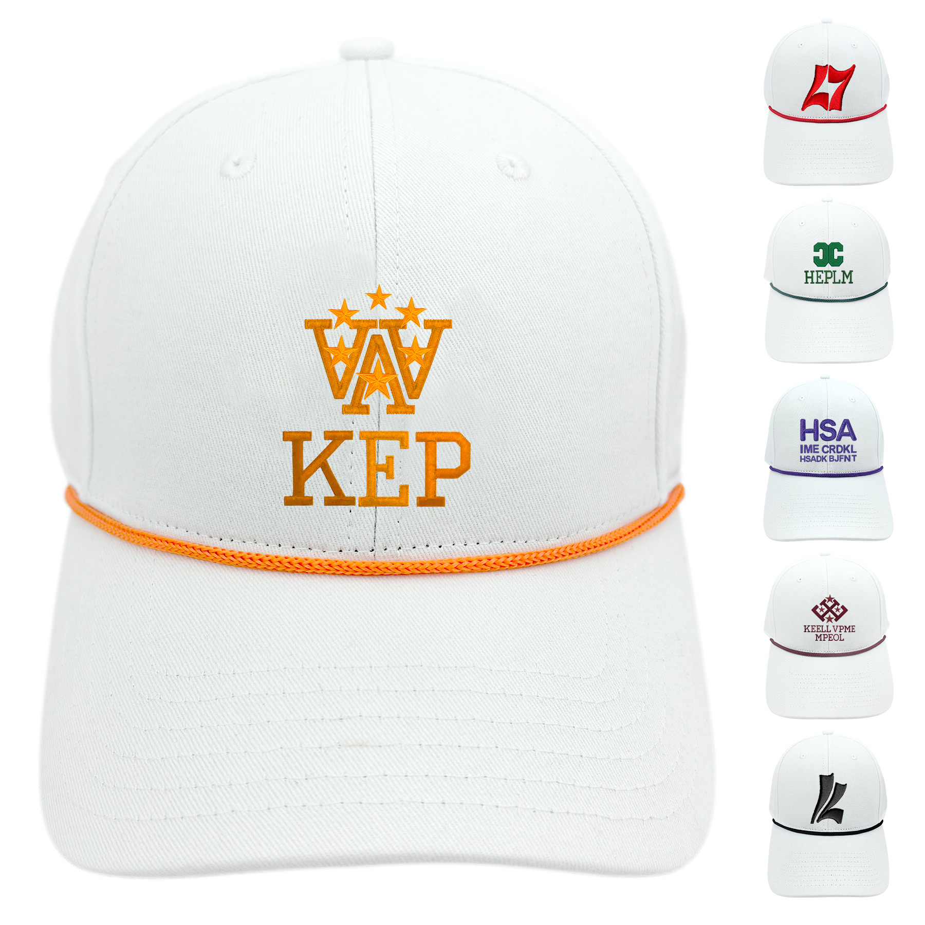 3D Embroidery Cotton Cap With Rope Accent & Velcro Closure 3