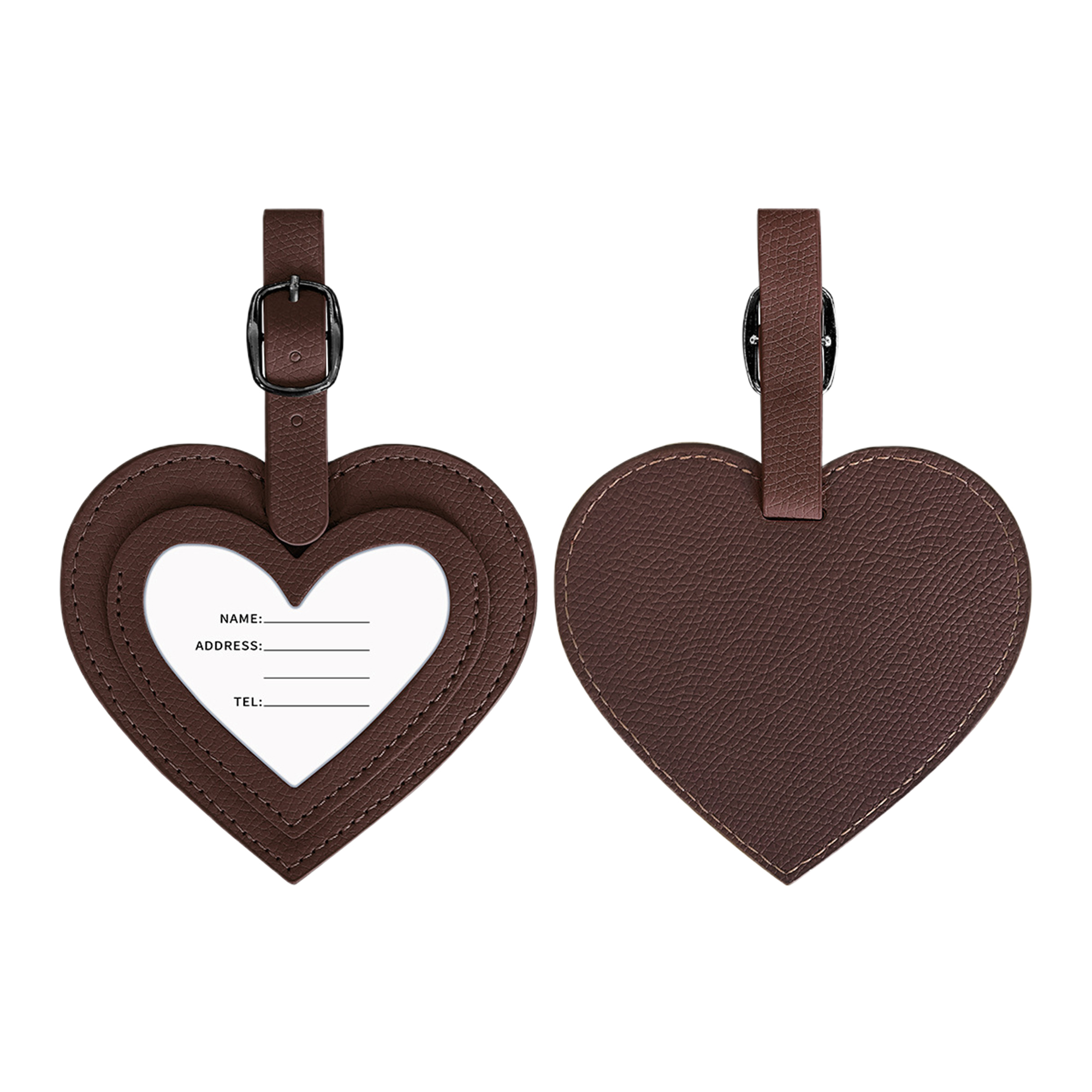 Heart-Shaped PU Luggage Tag - Durable 8