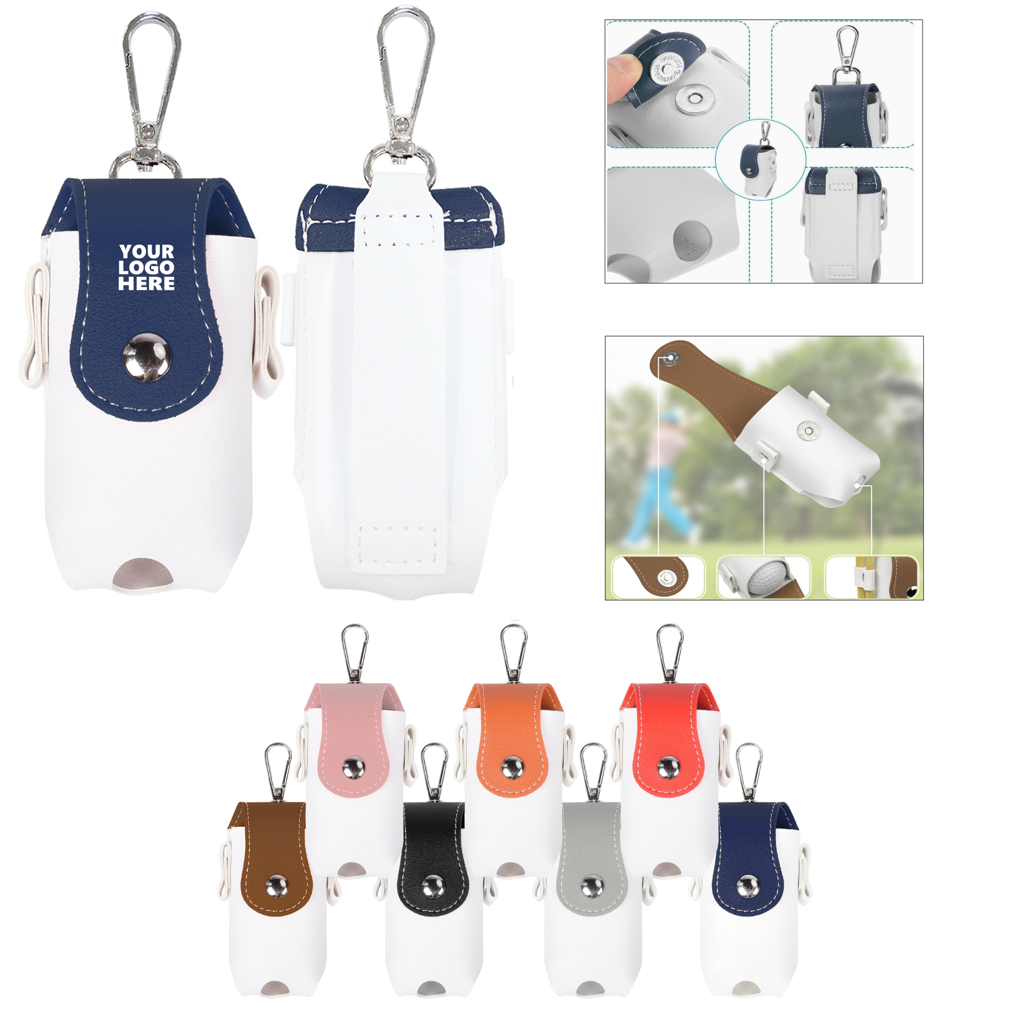 PU Leather Portable Golf Bag for Two Balls 2