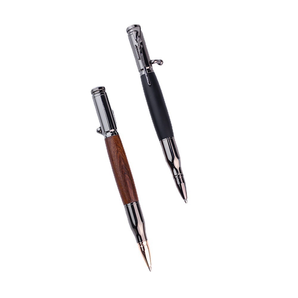 Bolt Action Pen Wood Ballpoint Bullet Shaped 2