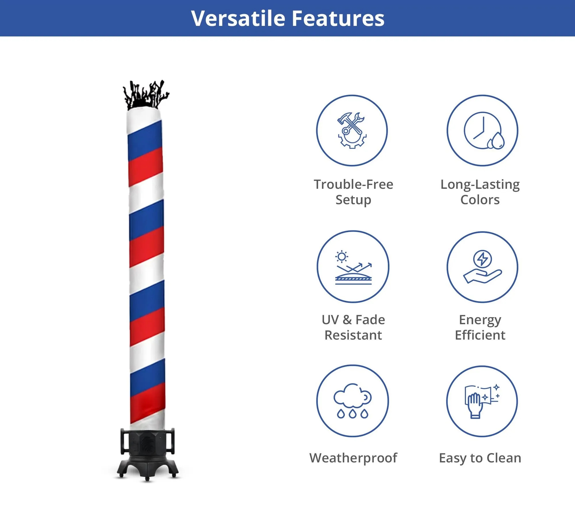 Barber Pole (Red, White, Blue) Tube with Blower 8