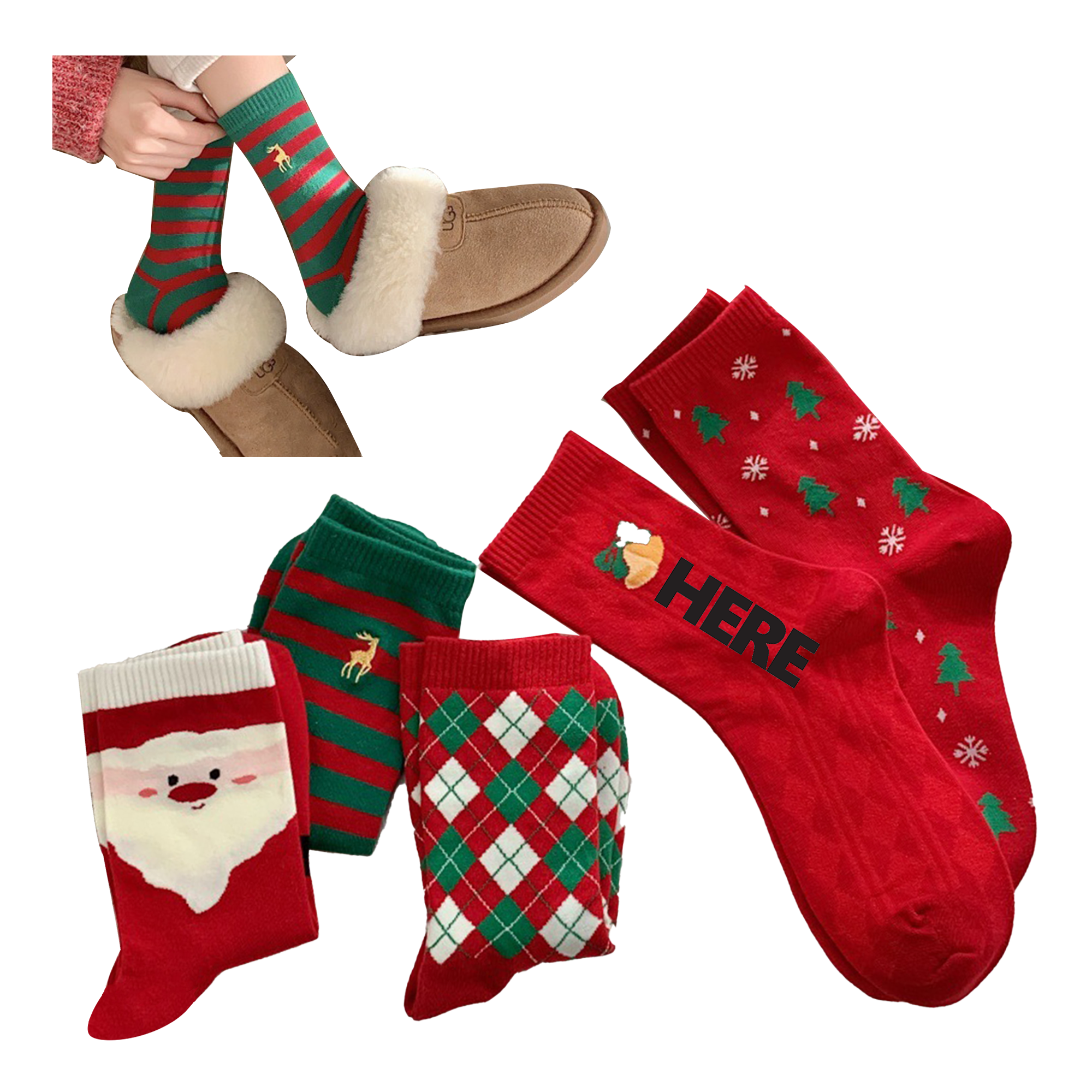 Customizable Christmas Cotton Socks 2