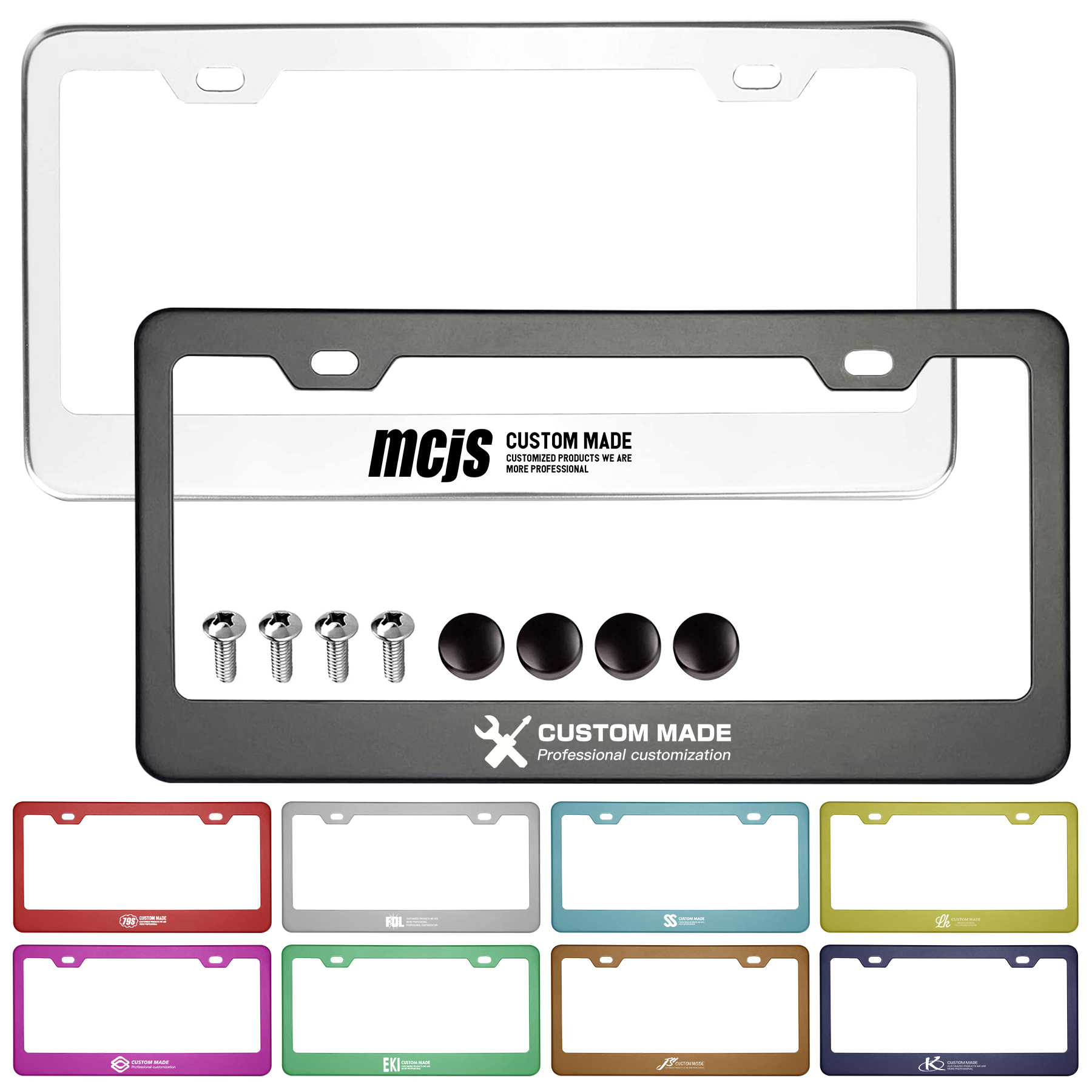 2 Holes License Plate Frame Matte Black 2