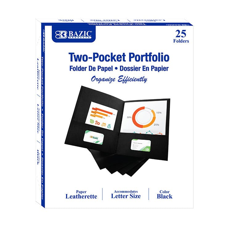 2 Pocket Folders - Black 25 Pack 1