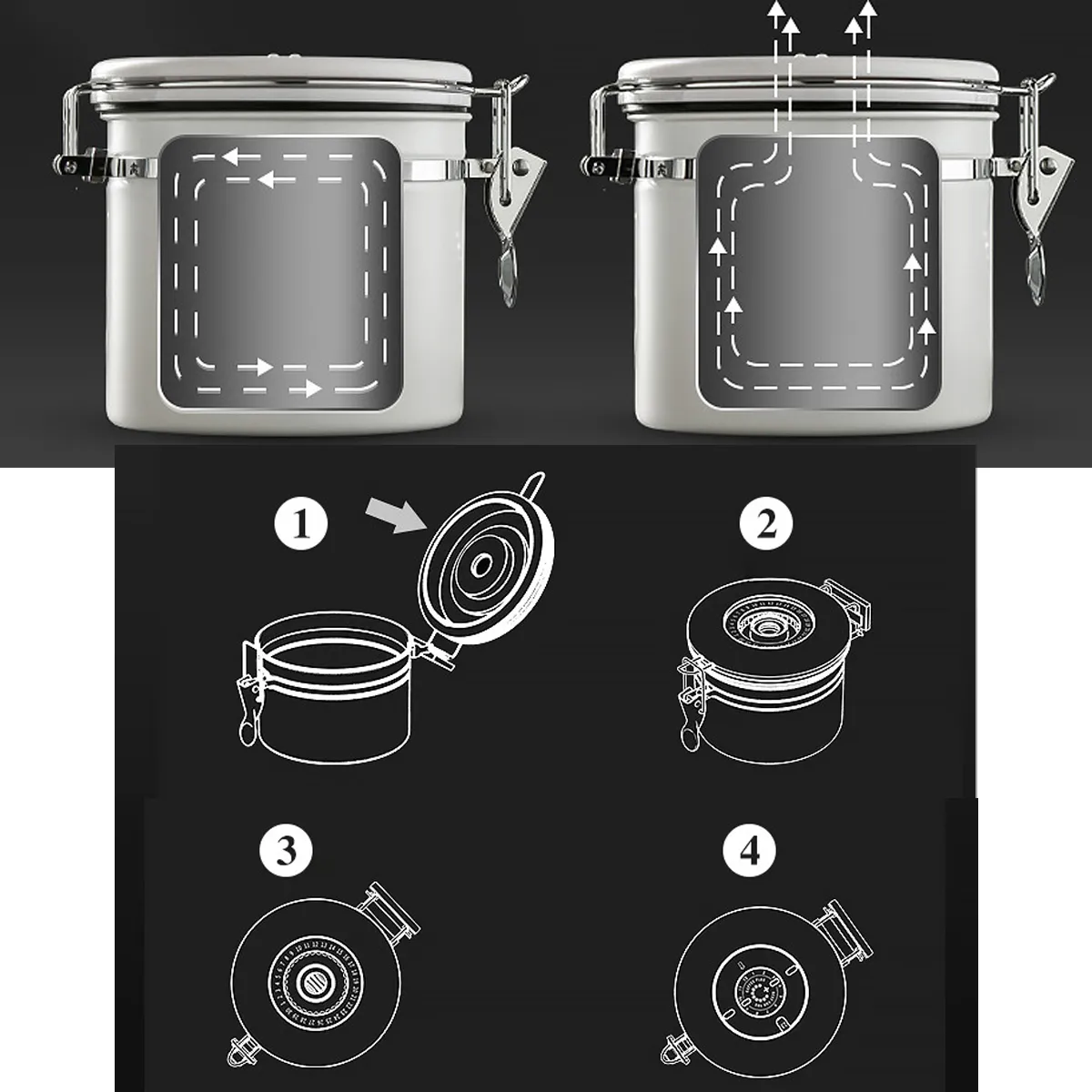 Coffee Bean Canister Kitchen Food Airtight storage container 2