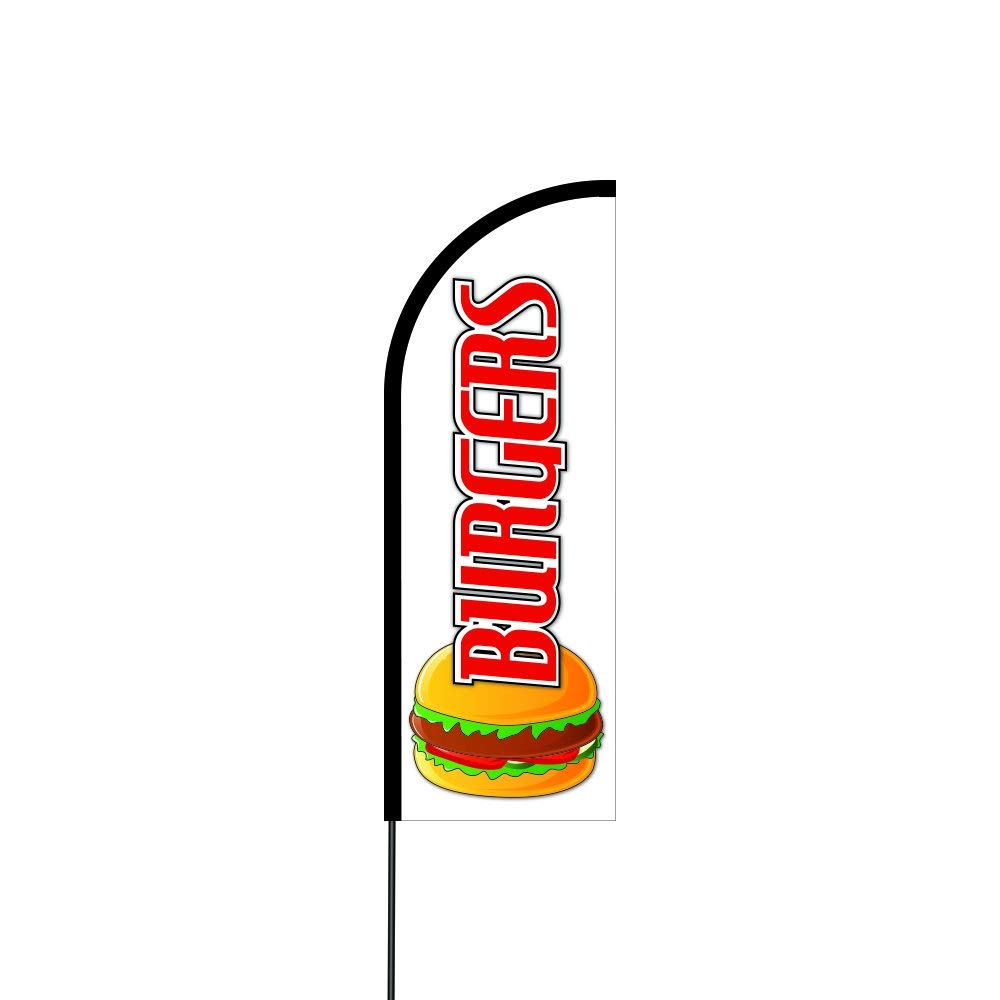 Burgers Flag Kit 17' Feet Feather Flag Sign Outdoor Banner 1