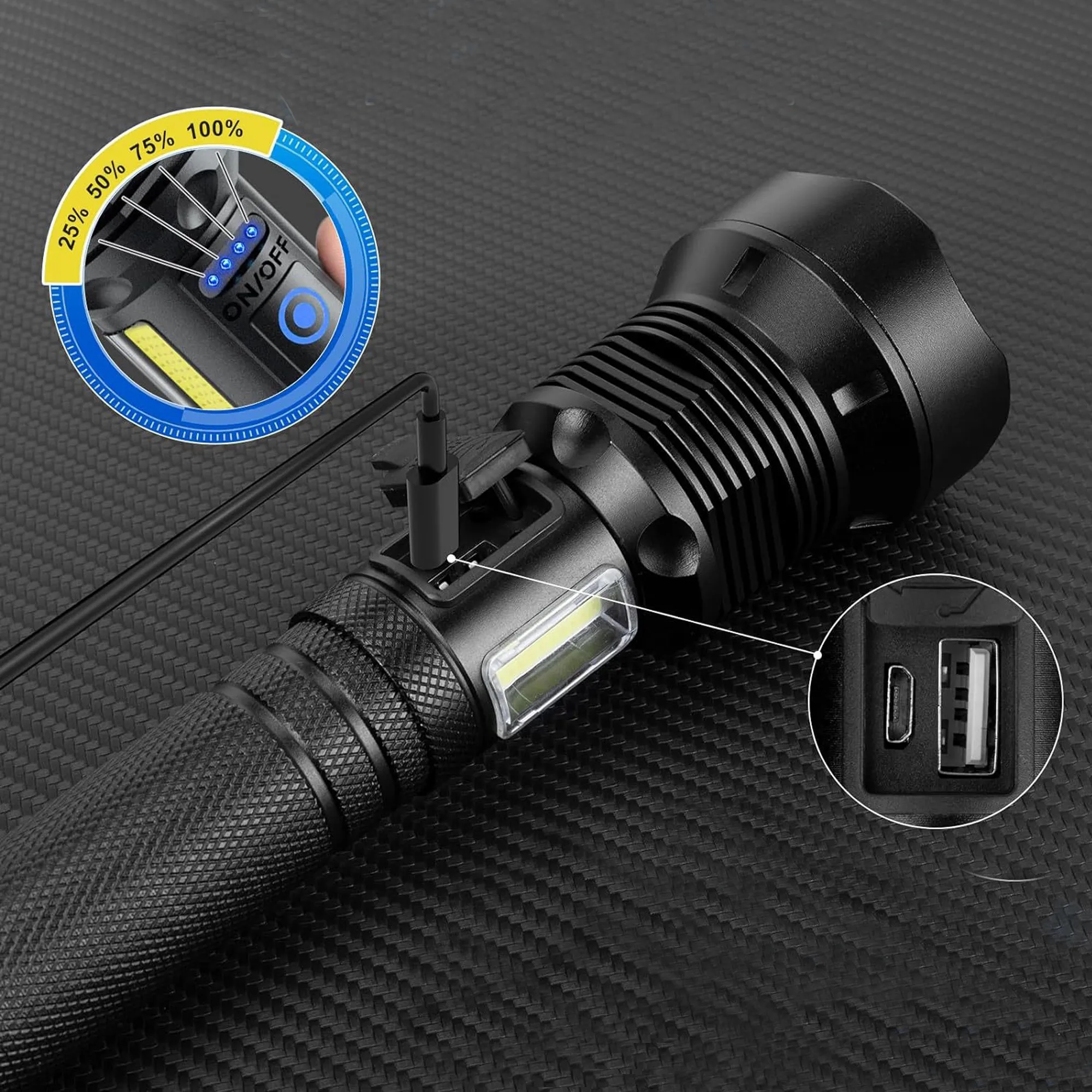 High-Brightness Rechargeable Outdoor Cob Flashlight 5