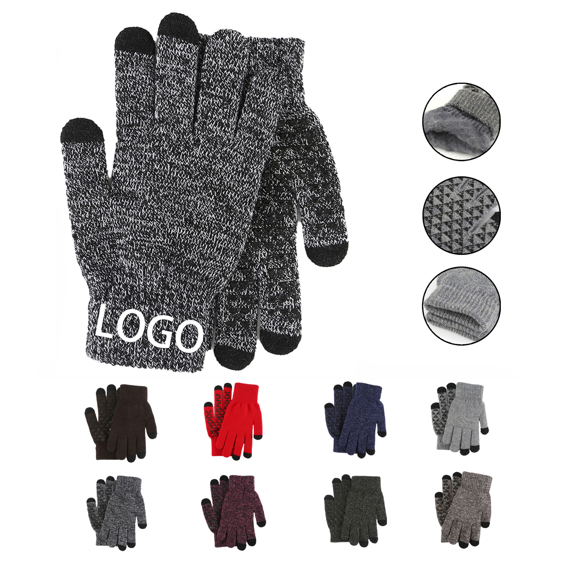 Non-slip Touchscreen Knitted Gloves MOQ 20 2