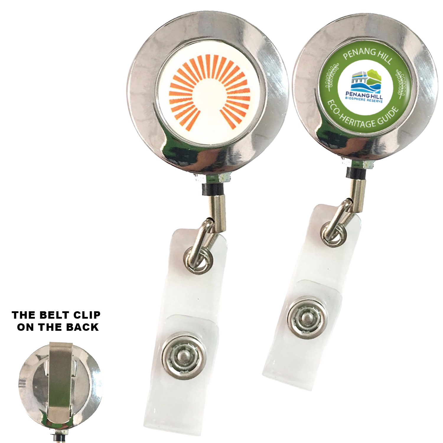 Metal Retractable Round Badge Reel w/ Belt clip backing 2