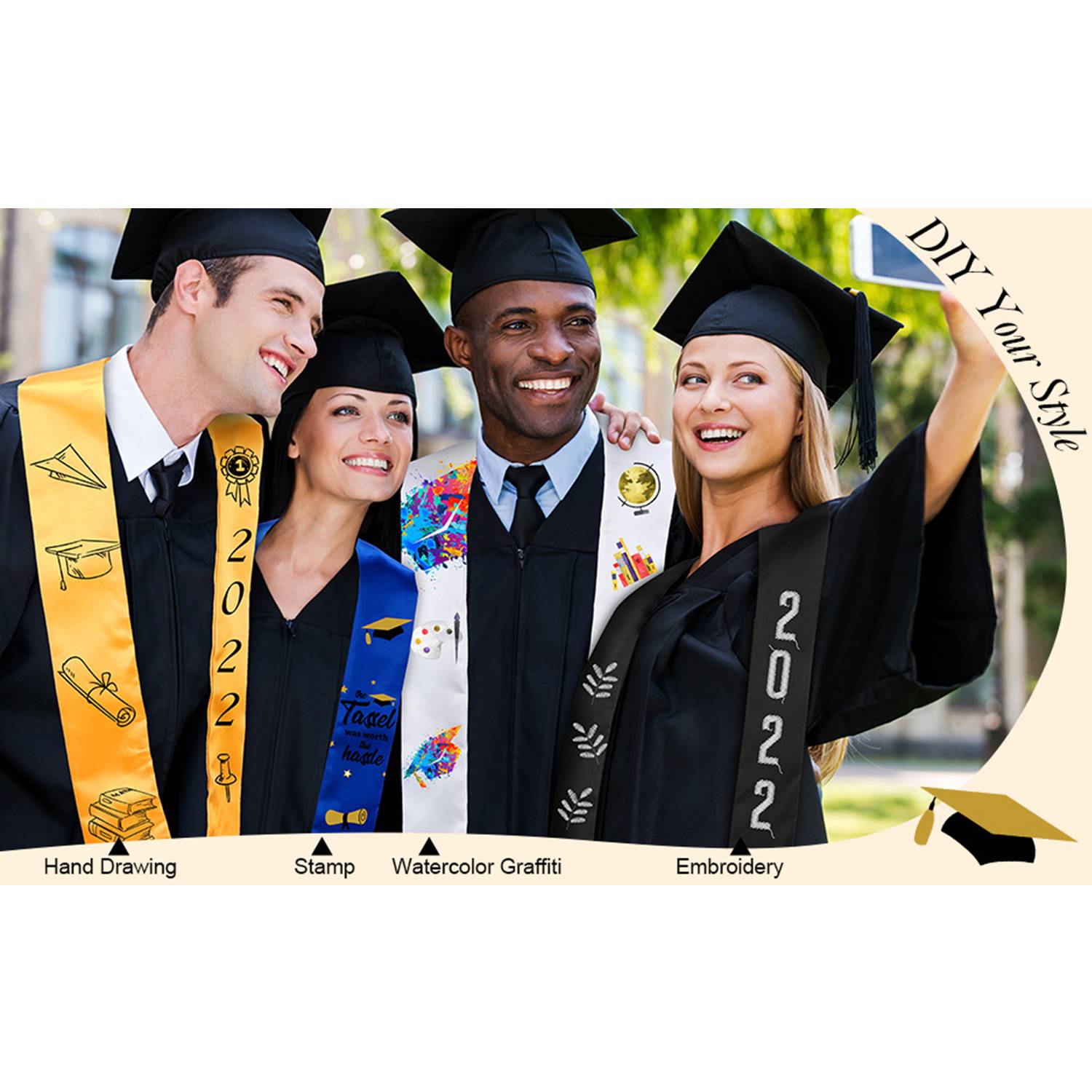 Custom 60"/72"/84" Graduation Stole Sash 5