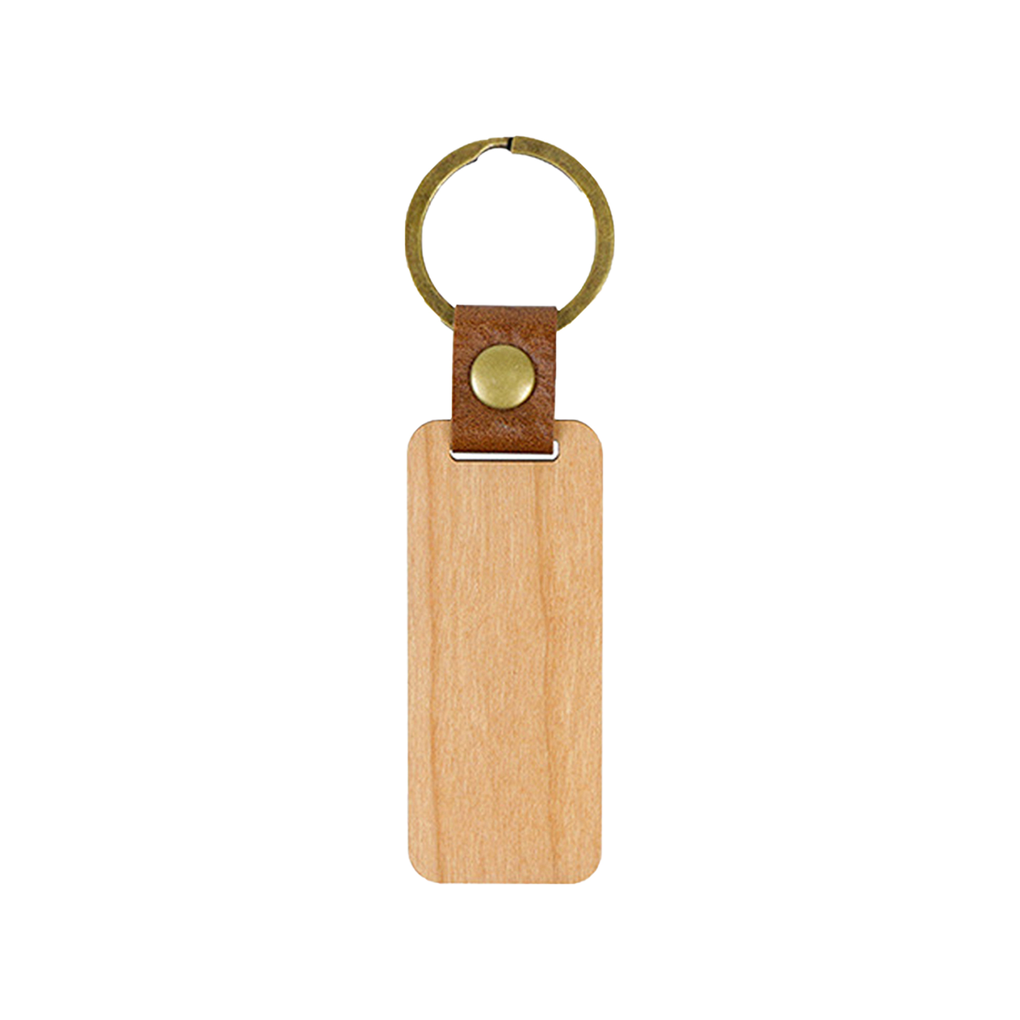 Custom Engraved Wooden Keychain with Leather Strap 2
