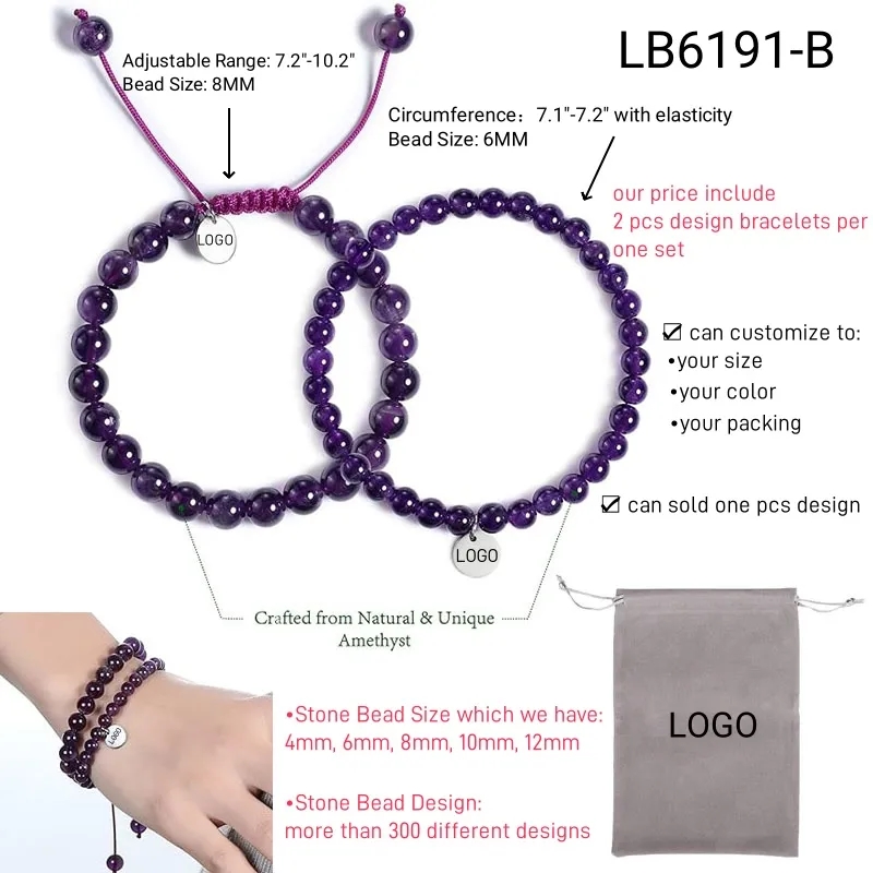 AAA Gemstone Bead Bracelets BULK Wholesale 2PCS Set 5