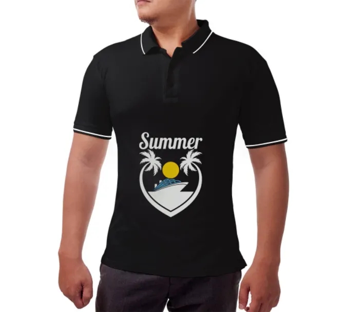 Men's Black Polo Shirt - Custom Printed 4