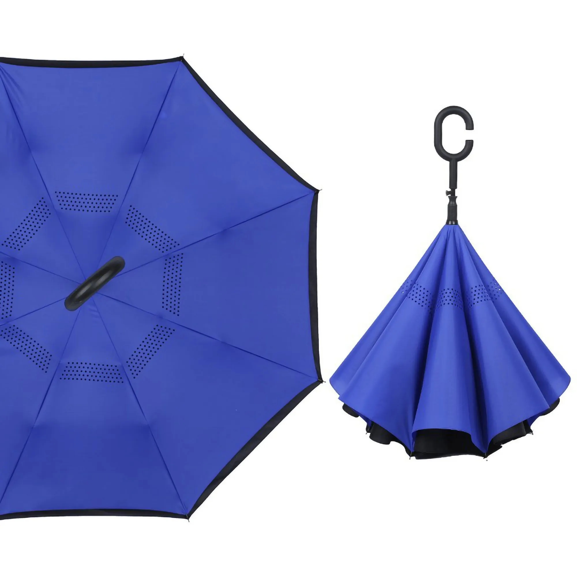 Double Layer C Handle Inverted Reverse Folding Umbrella 12