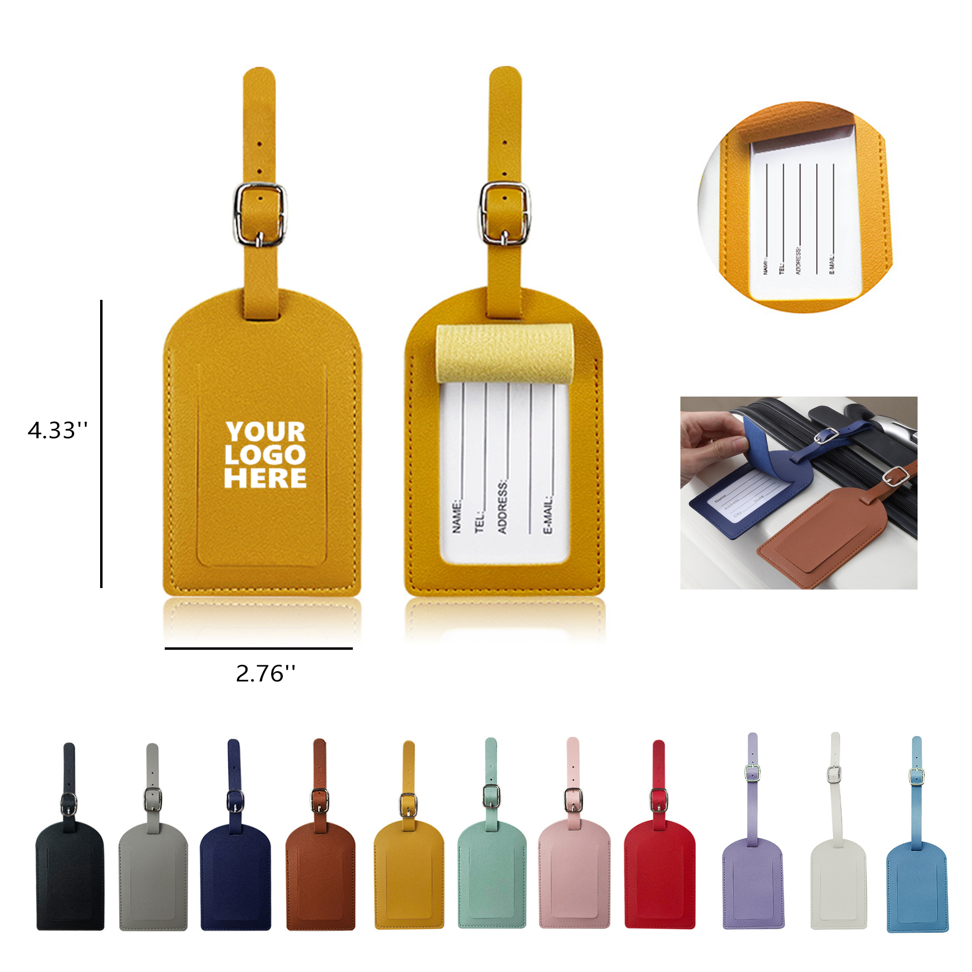 Custom Soft PU Leather Luggage Tags MOQ 50 2