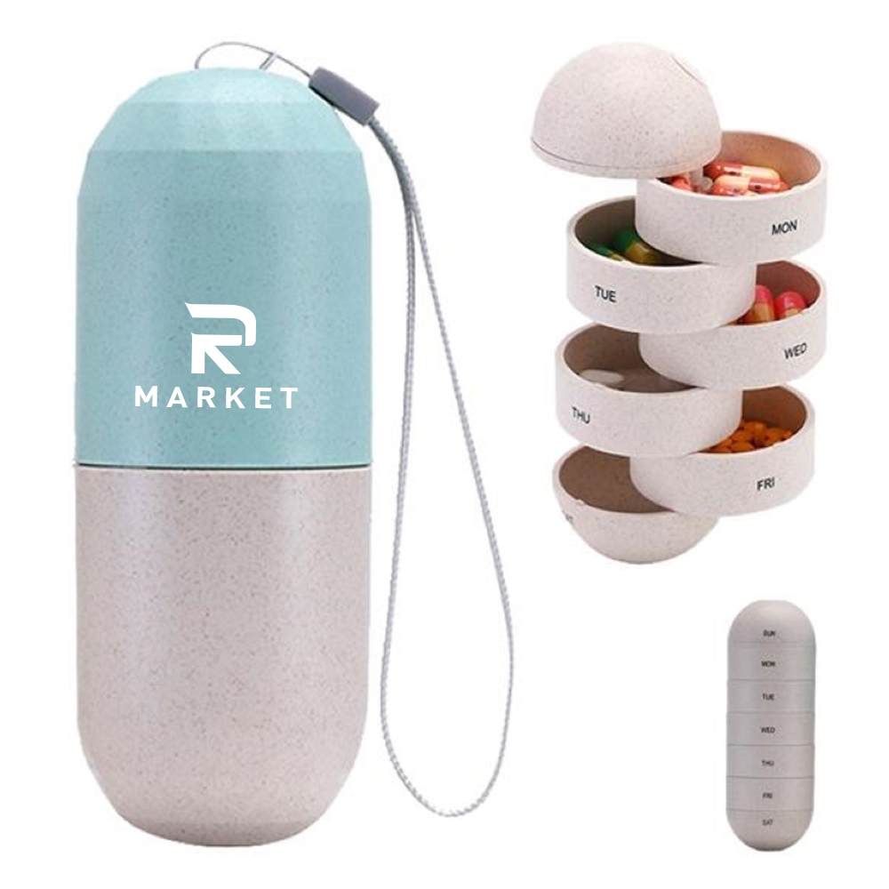 Portable Pill Case Travel Pill Organizer made of cereal straw material 1