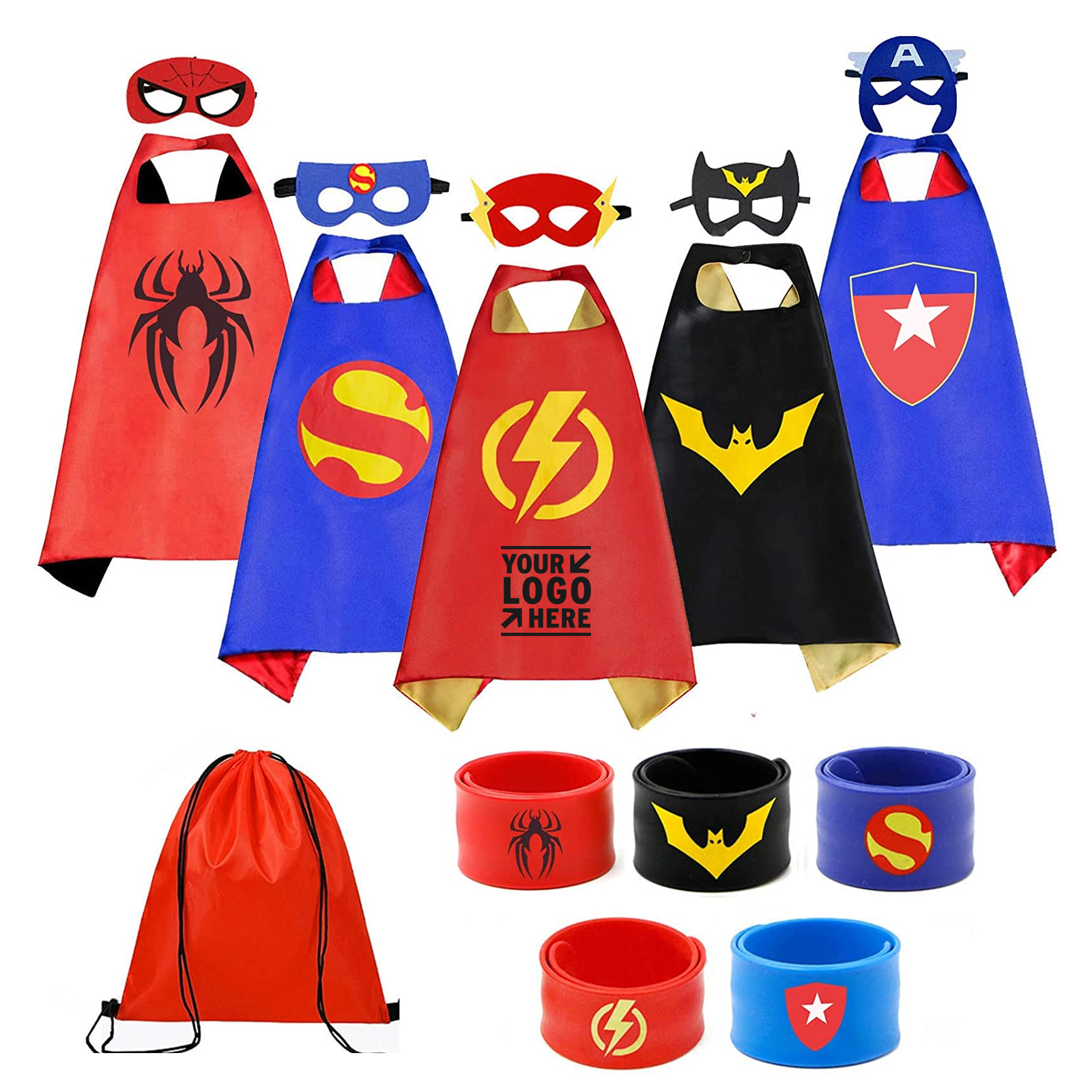 5 PCS Superhero Capes and Wristbands Set 