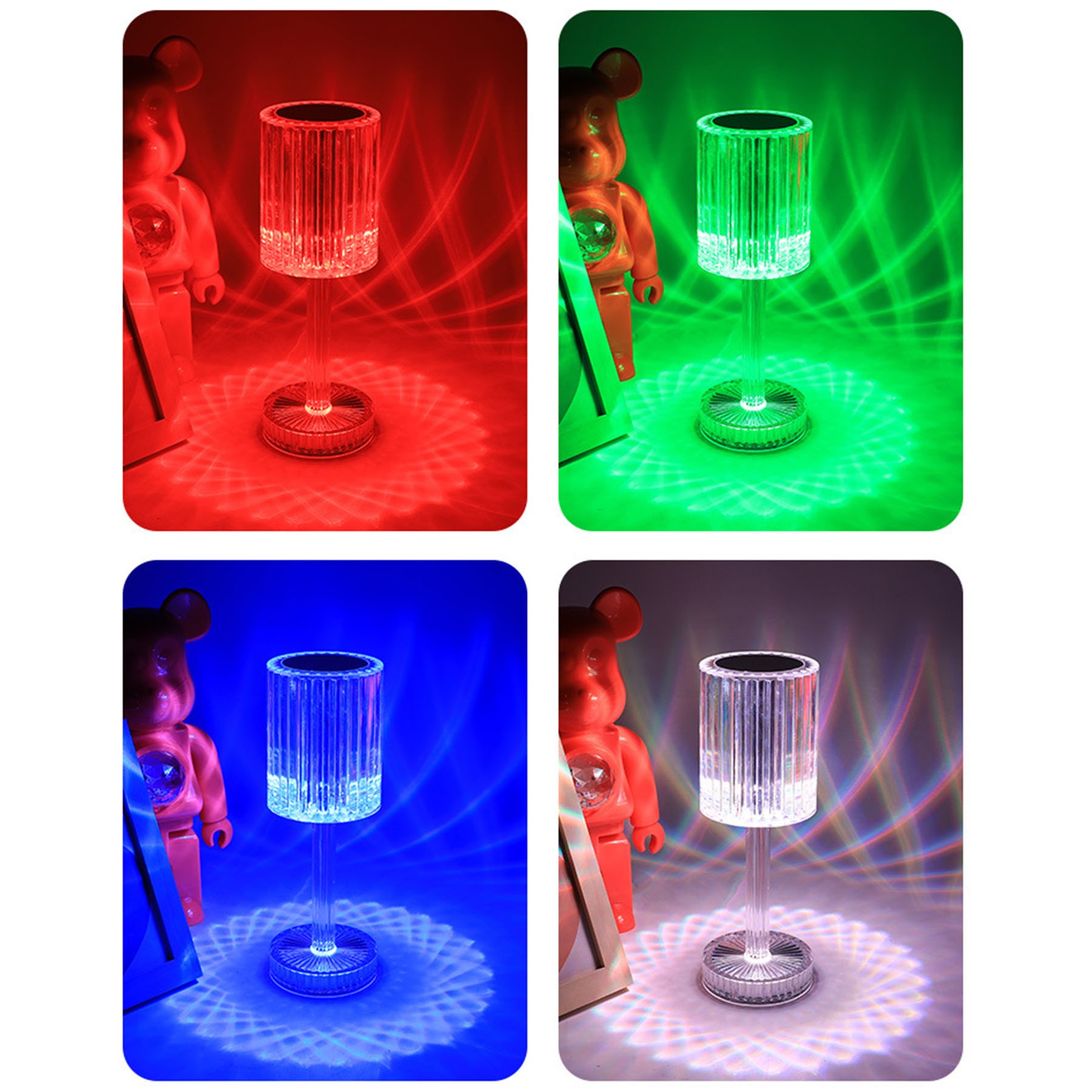 Romantic Crystal Table Lamp RGB Color Changing Night Light 4