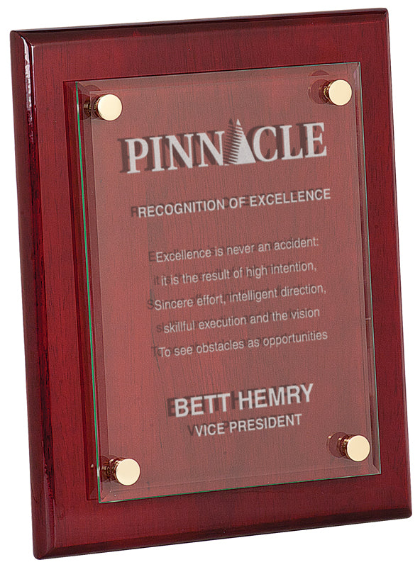 Piano Finish Floating Glass Plaque. Will Hang Or Stand 1