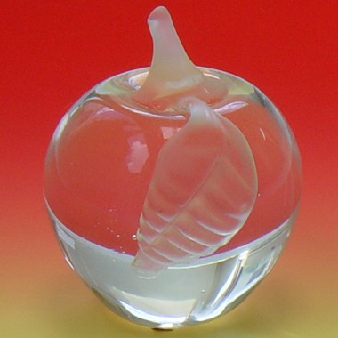Molten Glass Apple with Frosted Leaf 2